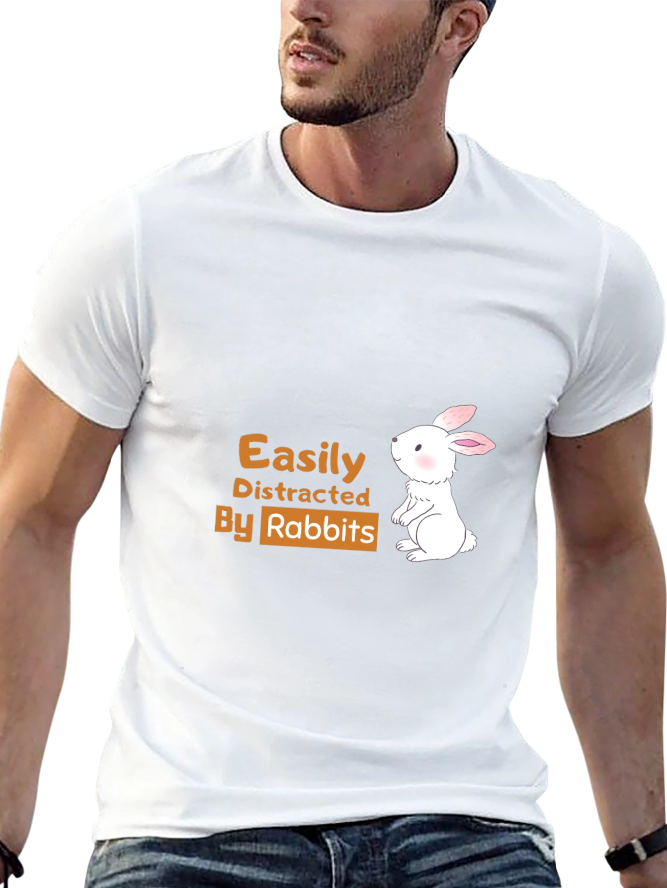 Black Easily Distracted By Rabbits T-Shirt view 13