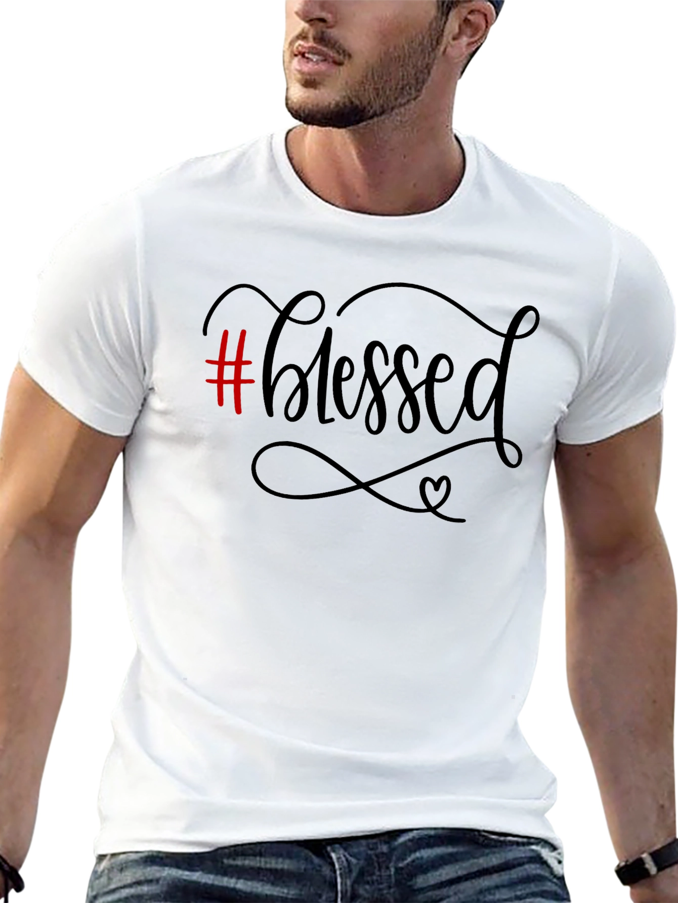 Black #Blessed Graphic Print Men's Black T-Shirt view 13
