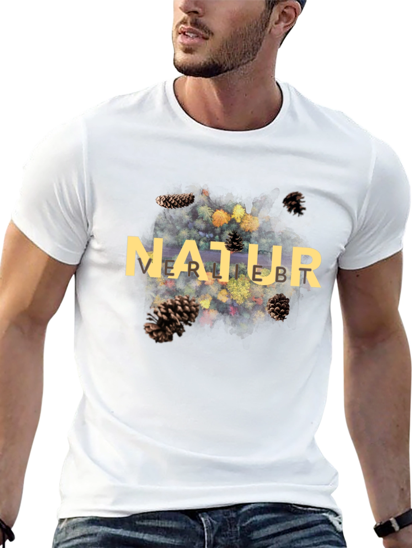 Black Natur Pine Cone Graphic Black T-Shirt view 13