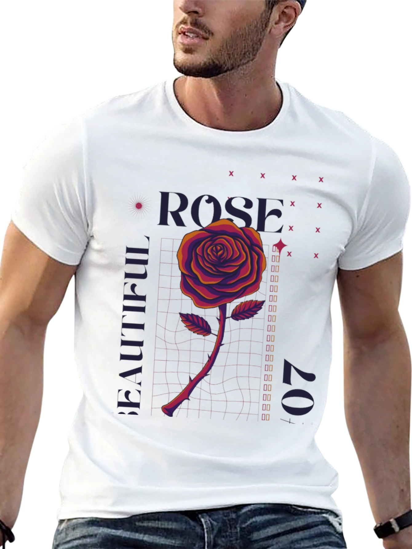 Black Rose Graphic T-Shirt - Men's Black Tee view 13