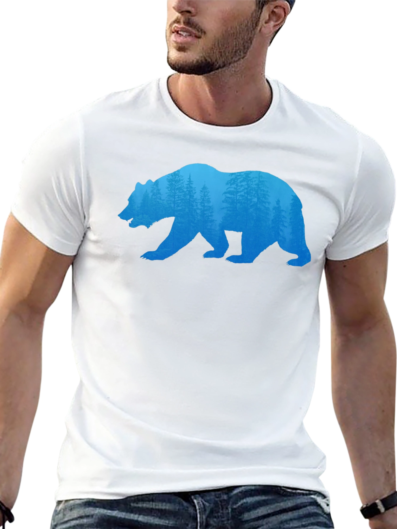 Black Bear Silhouette Forest Graphic Tee view 13