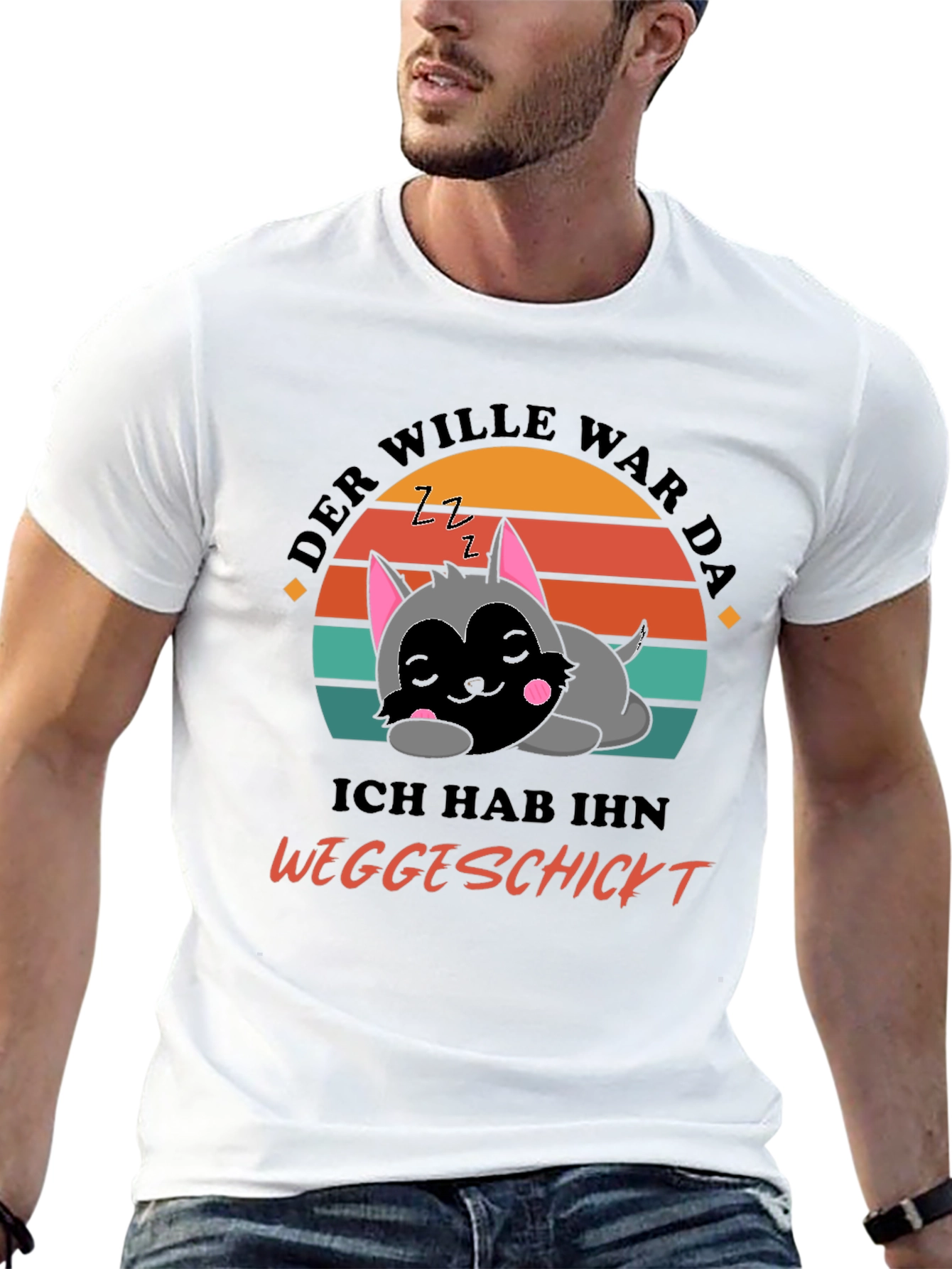 Black Funny Sleeping Cat T-Shirt view 13