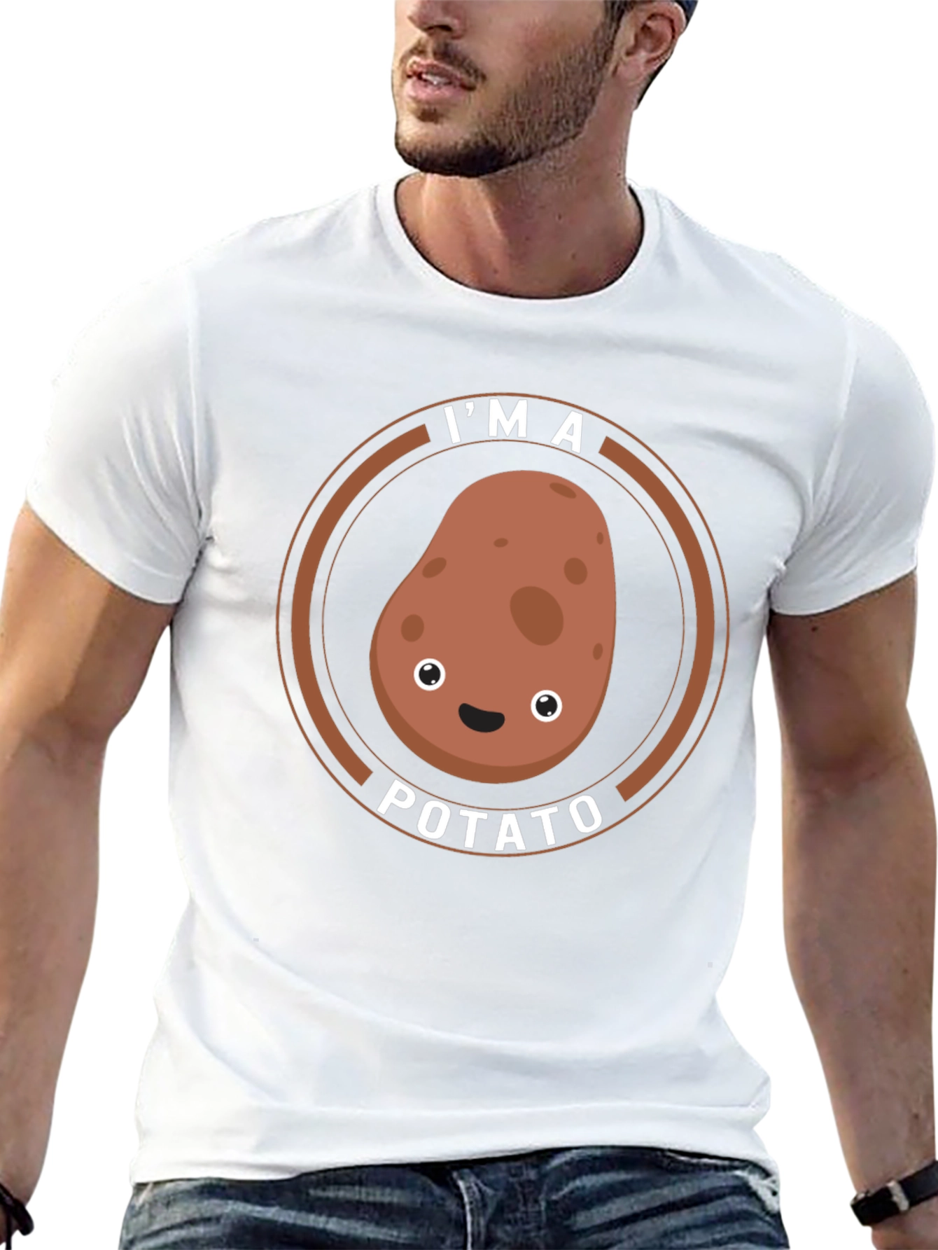 Black I'm A Potato Funny Graphic T-Shirt view 13