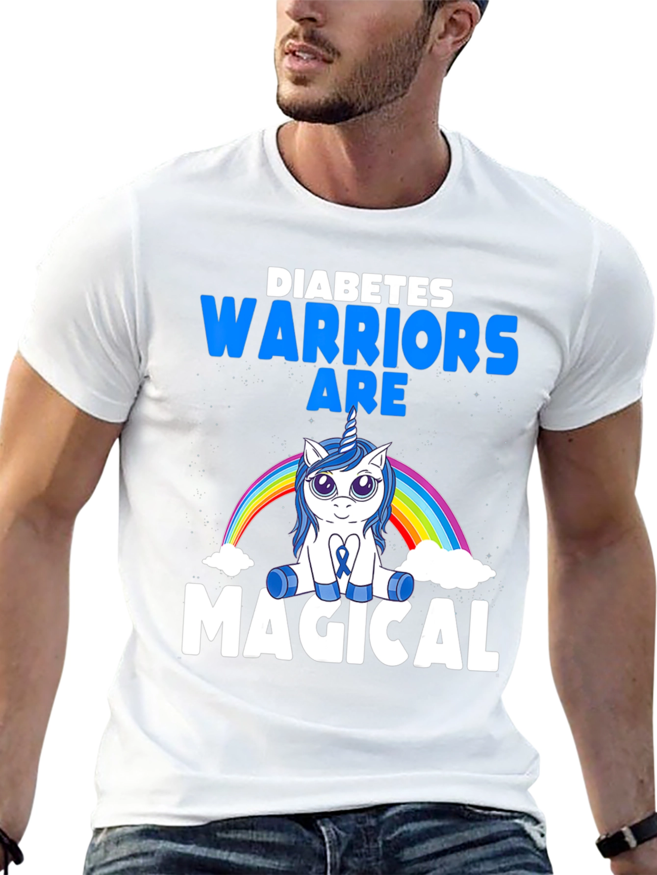 Black Diabetes Warrior Magical Unicorn T-Shirt view 13