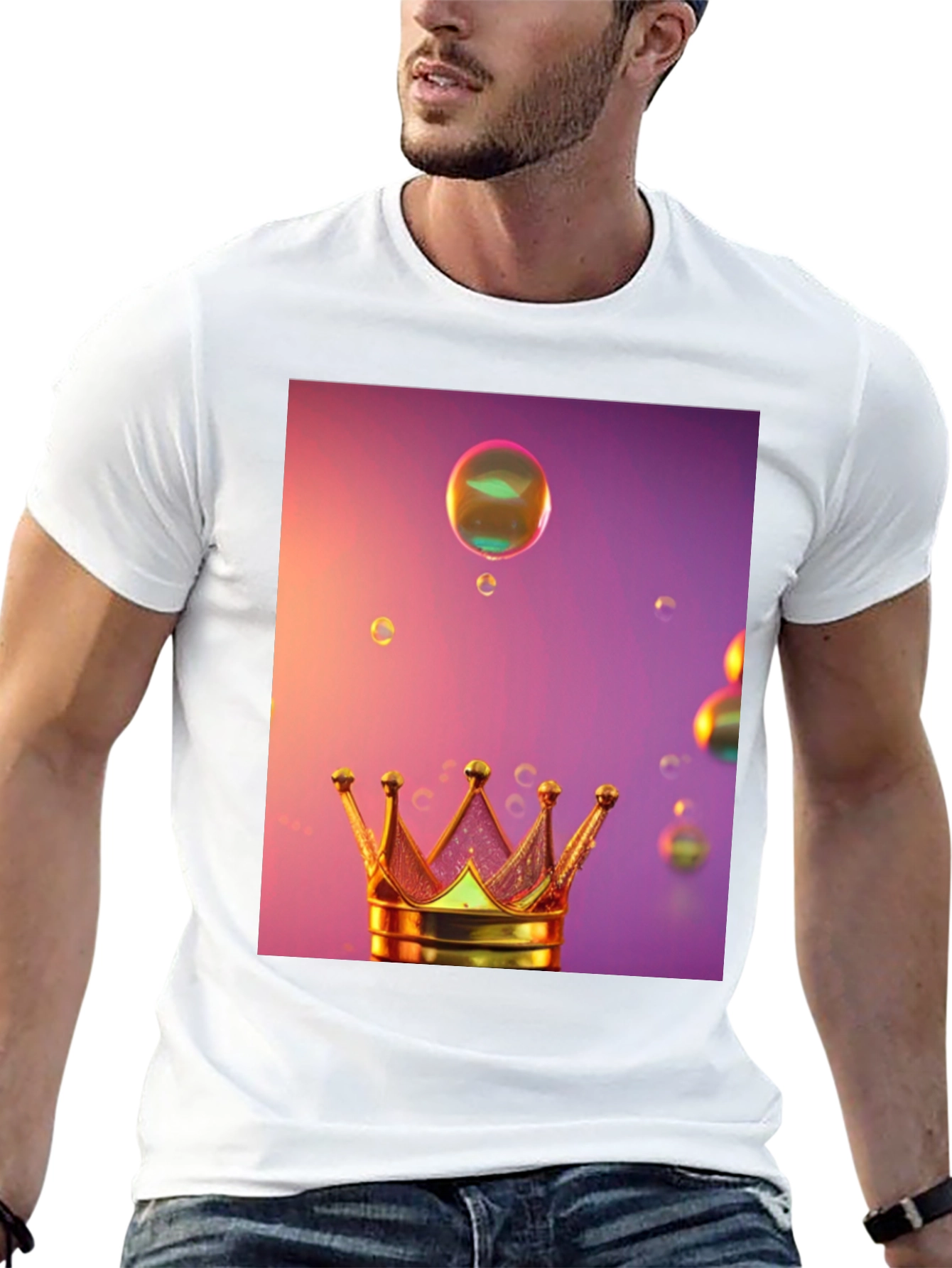 Black Crown and Bubbles Graphic Tee view 13
