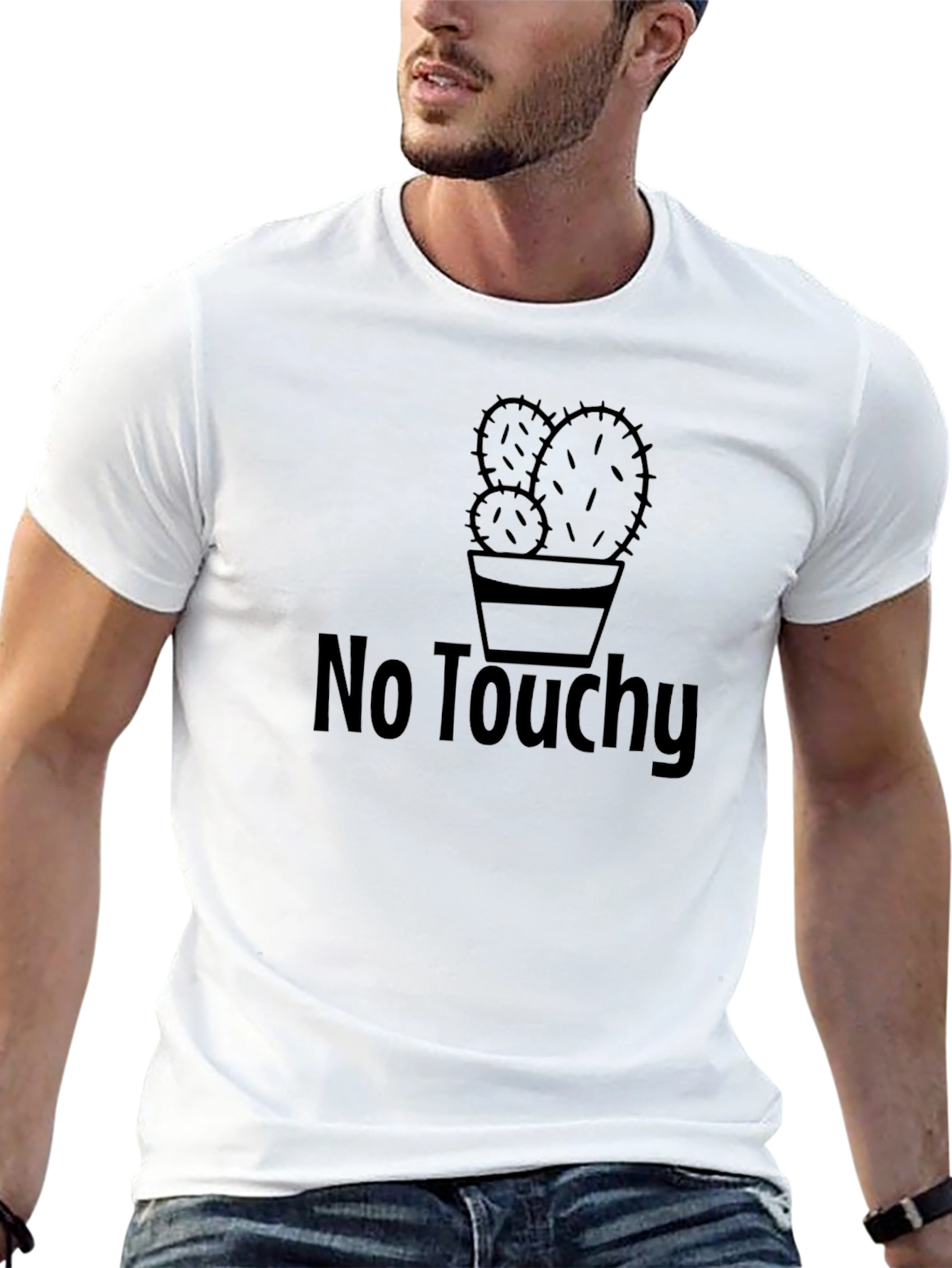Black No Touchy Cactus Graphic T-Shirt view 13