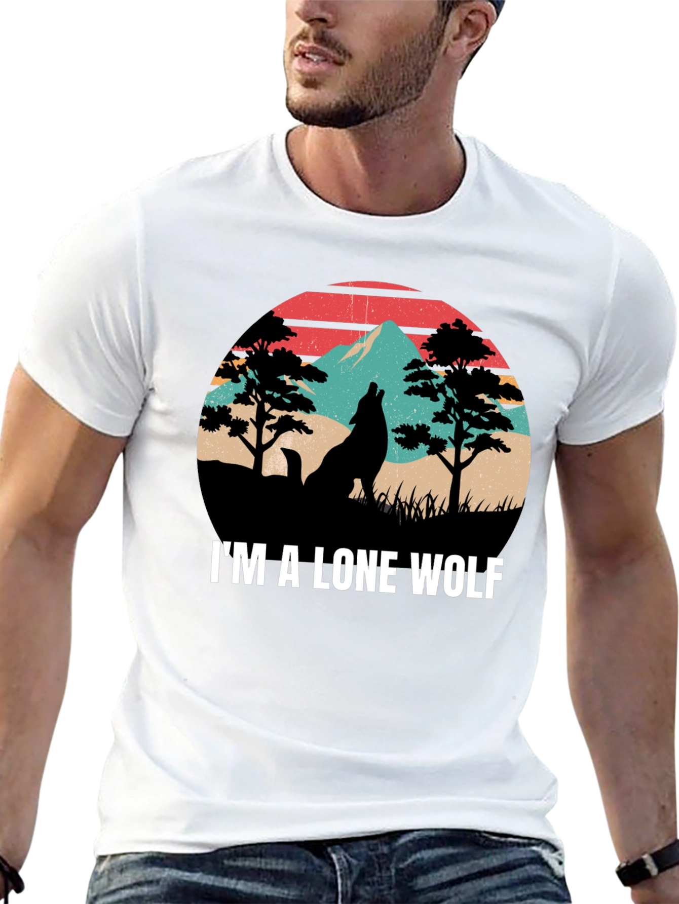 Black Lone Wolf Graphic Tee - Nature Inspired Design view 13