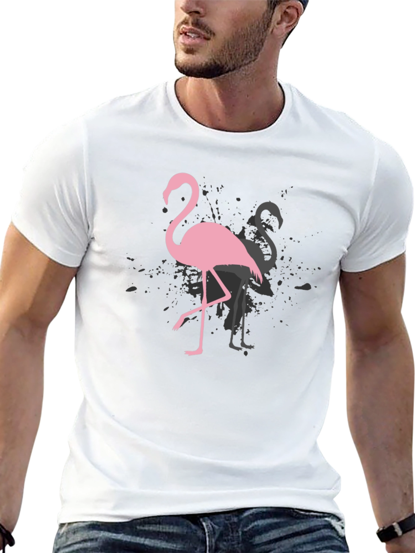 Black Flamingo Graphic Tee - Trendy Black T-Shirt view 13