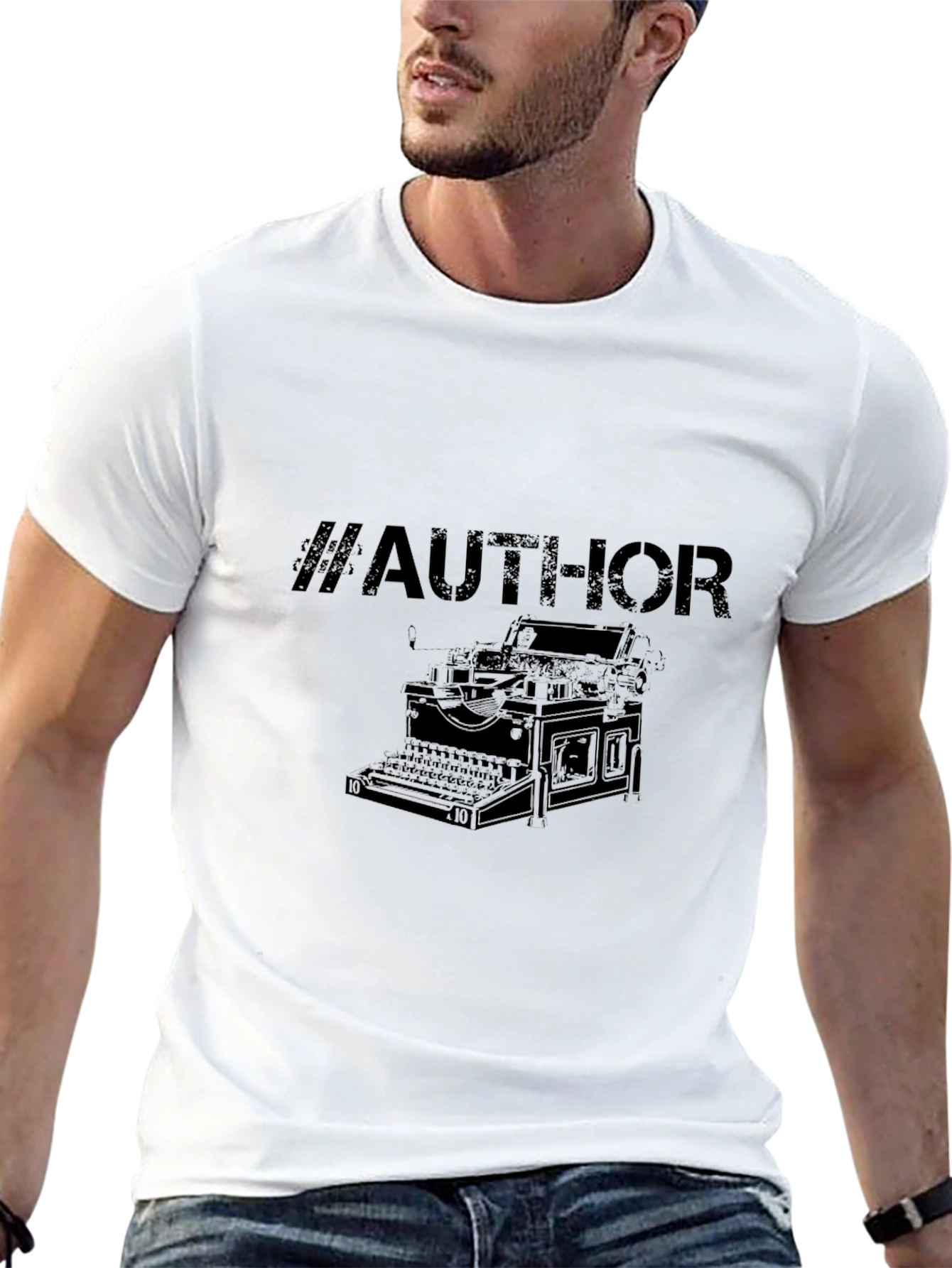 Black Author Typewriter Graphic Tee - Black view 13