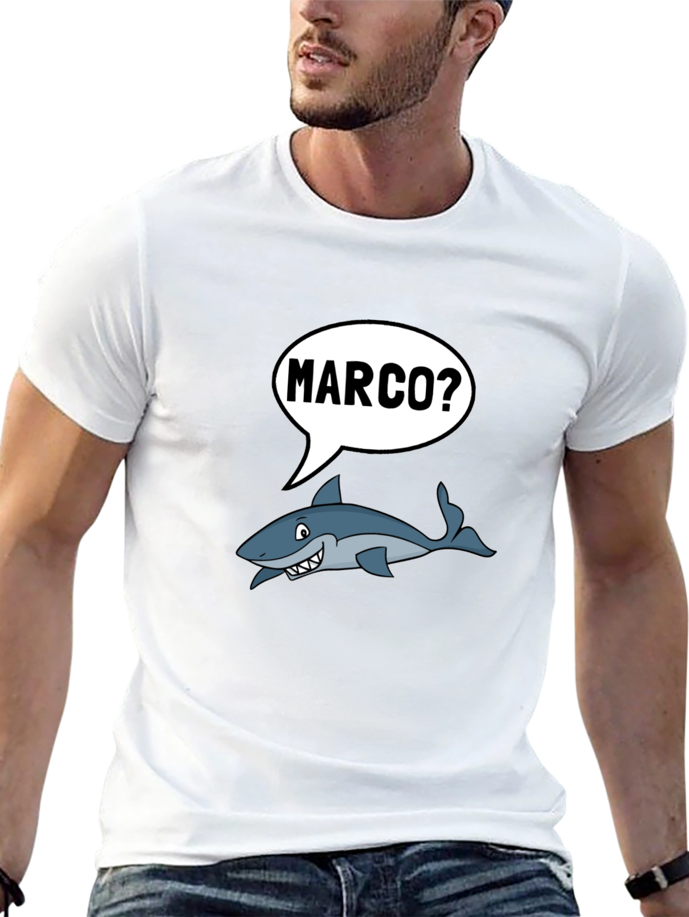 Black Marco Shark T-Shirt - Funny Ocean Humor Tee view 13