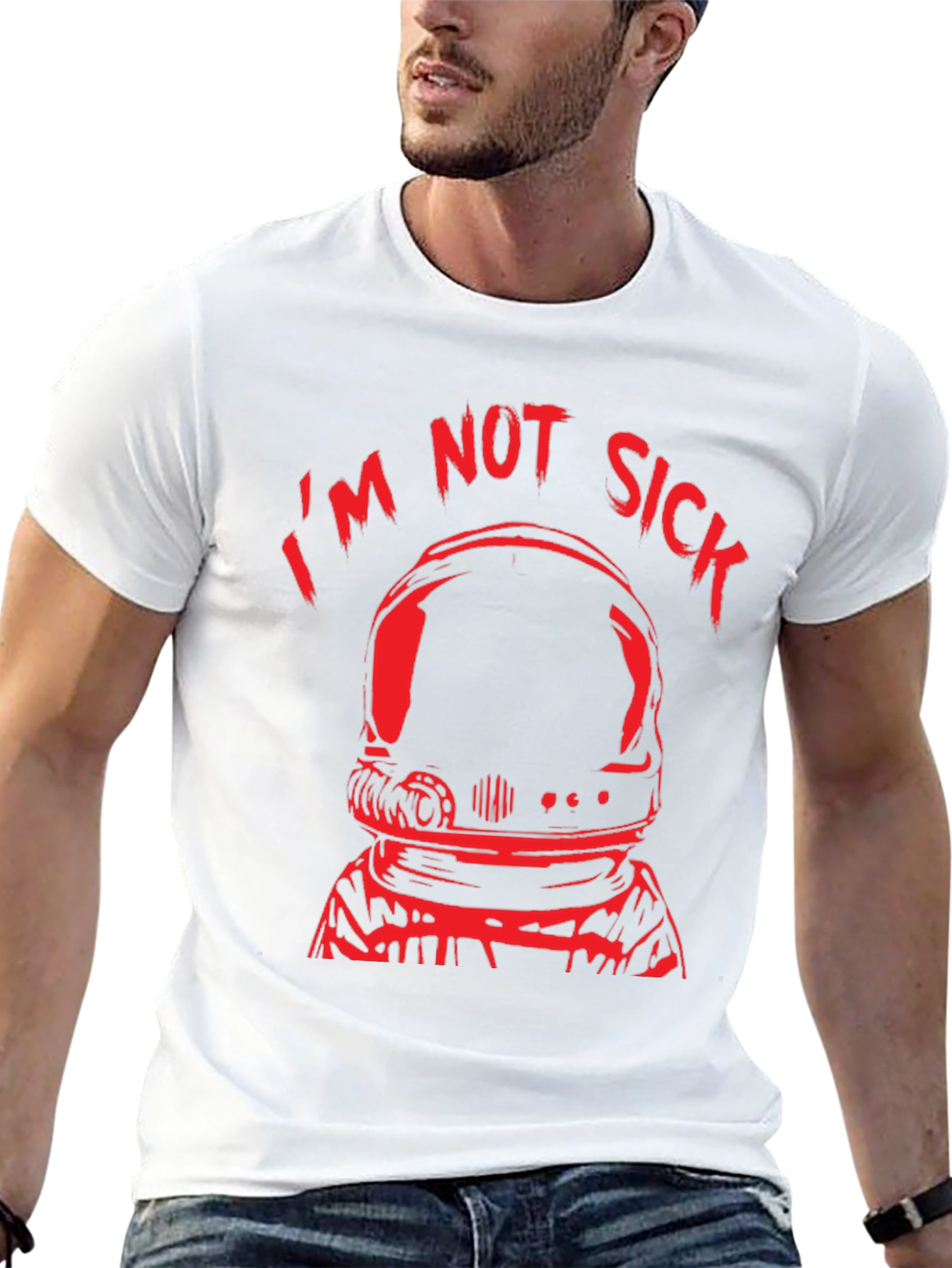 Black I'm Not Sick Astronaut Black T-Shirt view 13