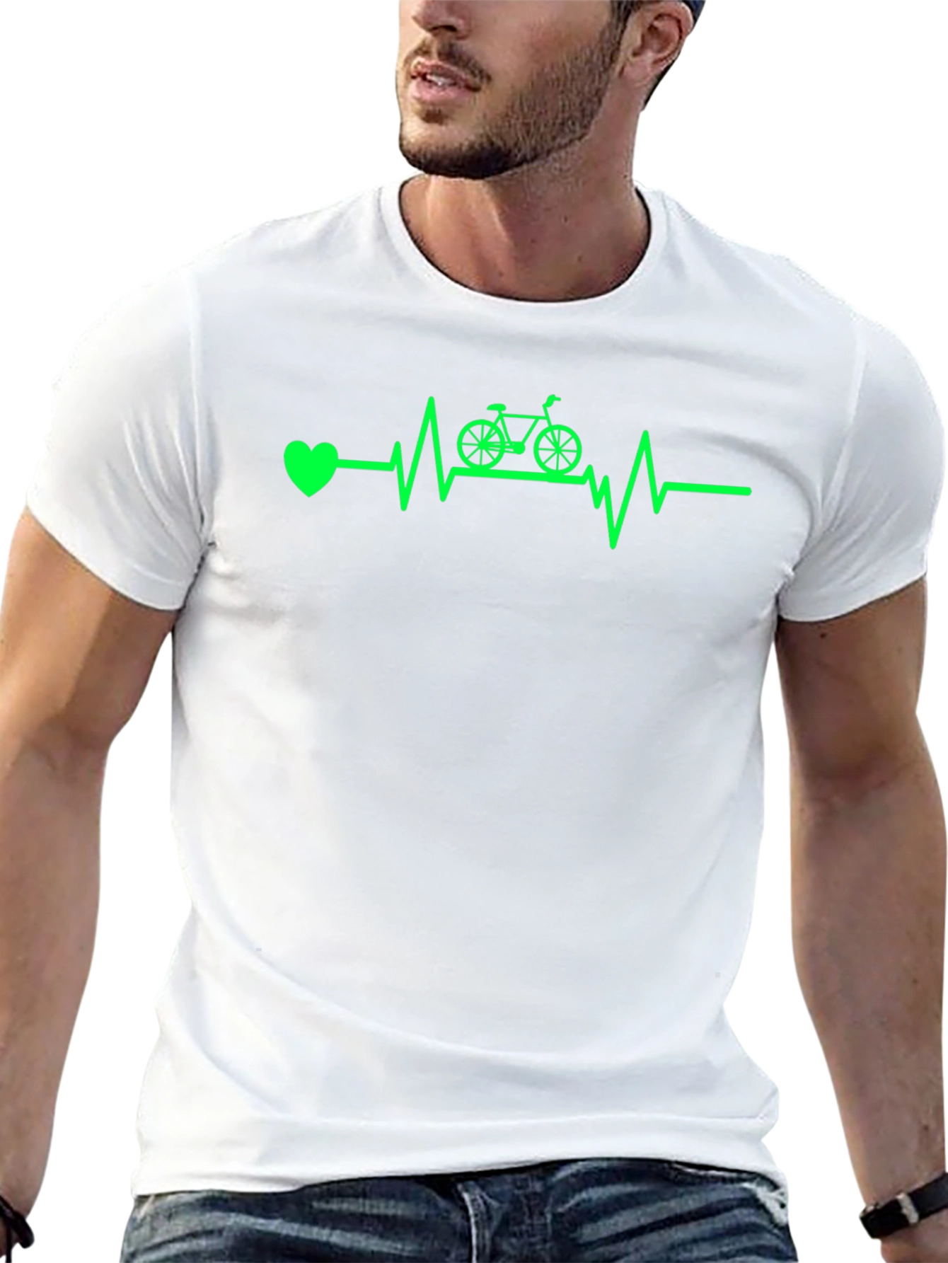 Black Cycling Heartbeat T-Shirt - Black view 13