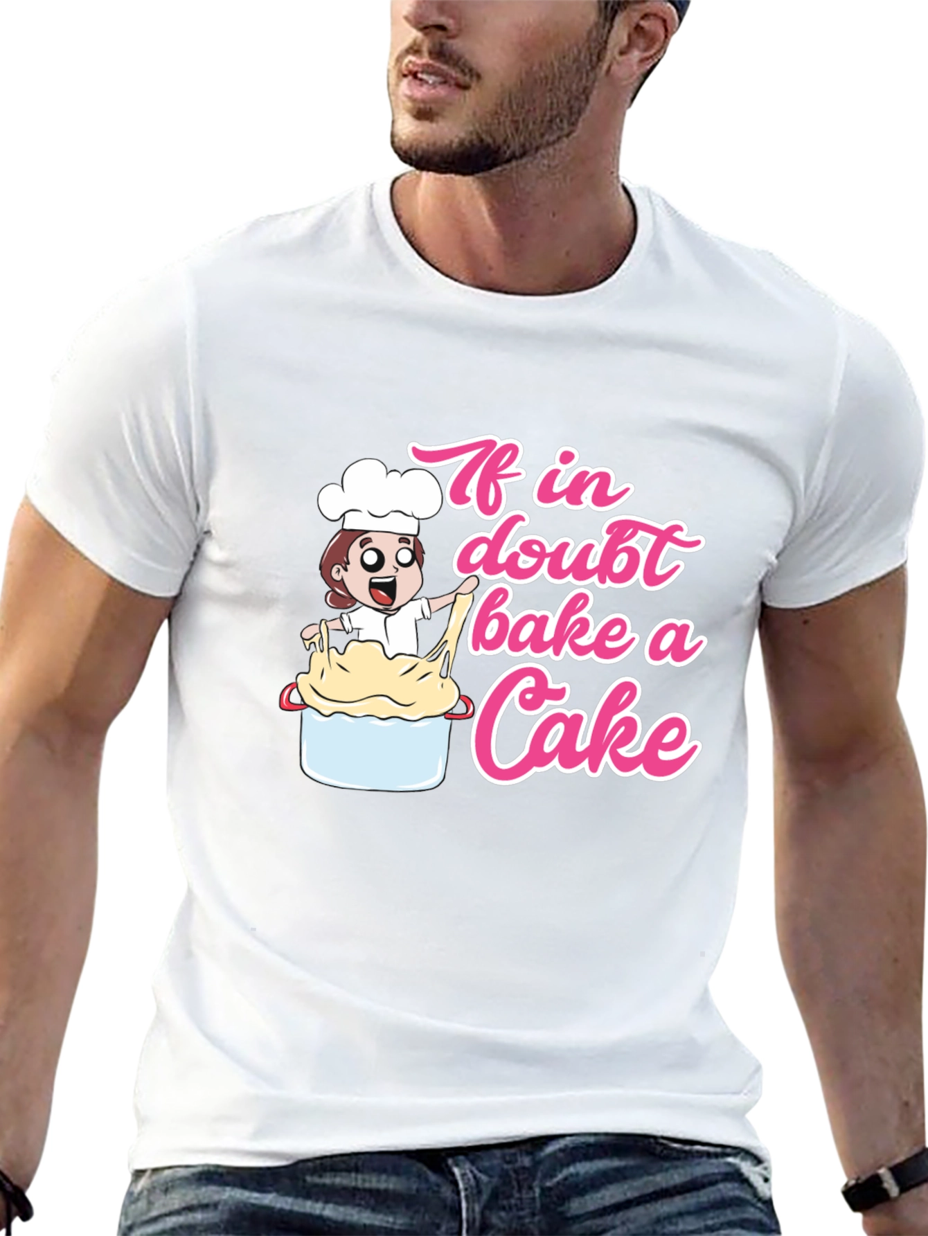 Black If In Doubt, Bake A Cake T-Shirt view 13