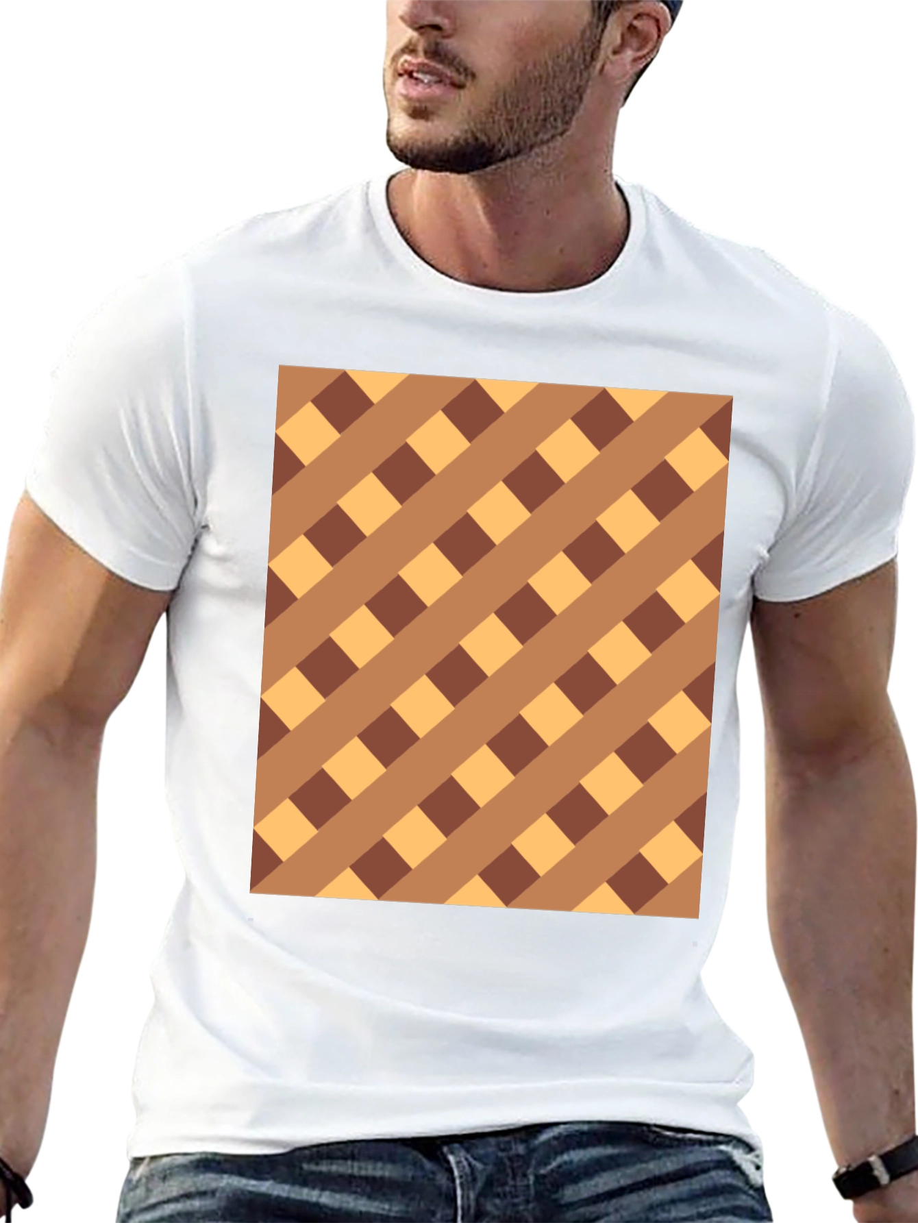 Black Brown Checkered Pattern Black Tee view 13