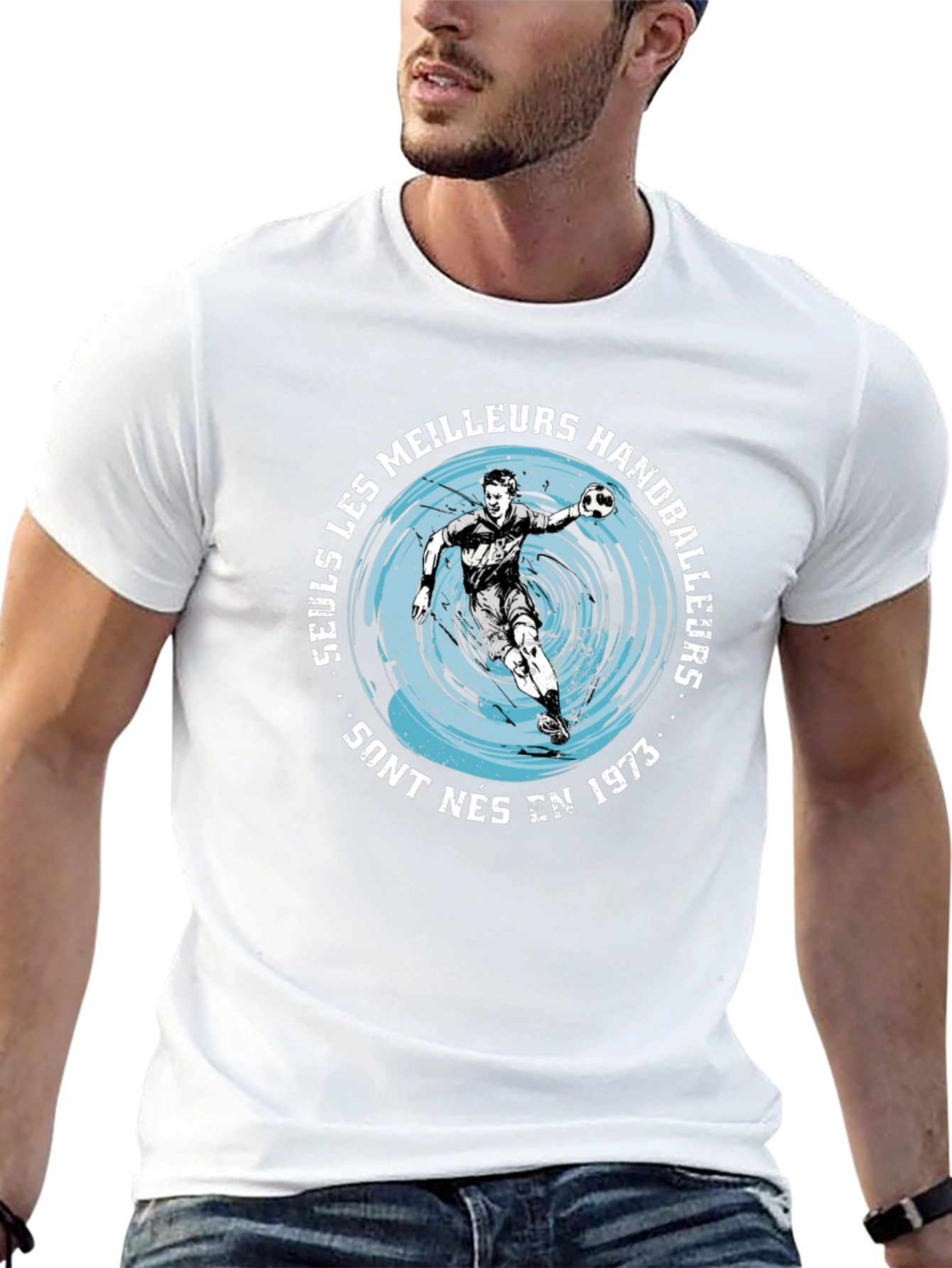 Black Vintage Handball Player T-Shirt - Born in 1973 view 13