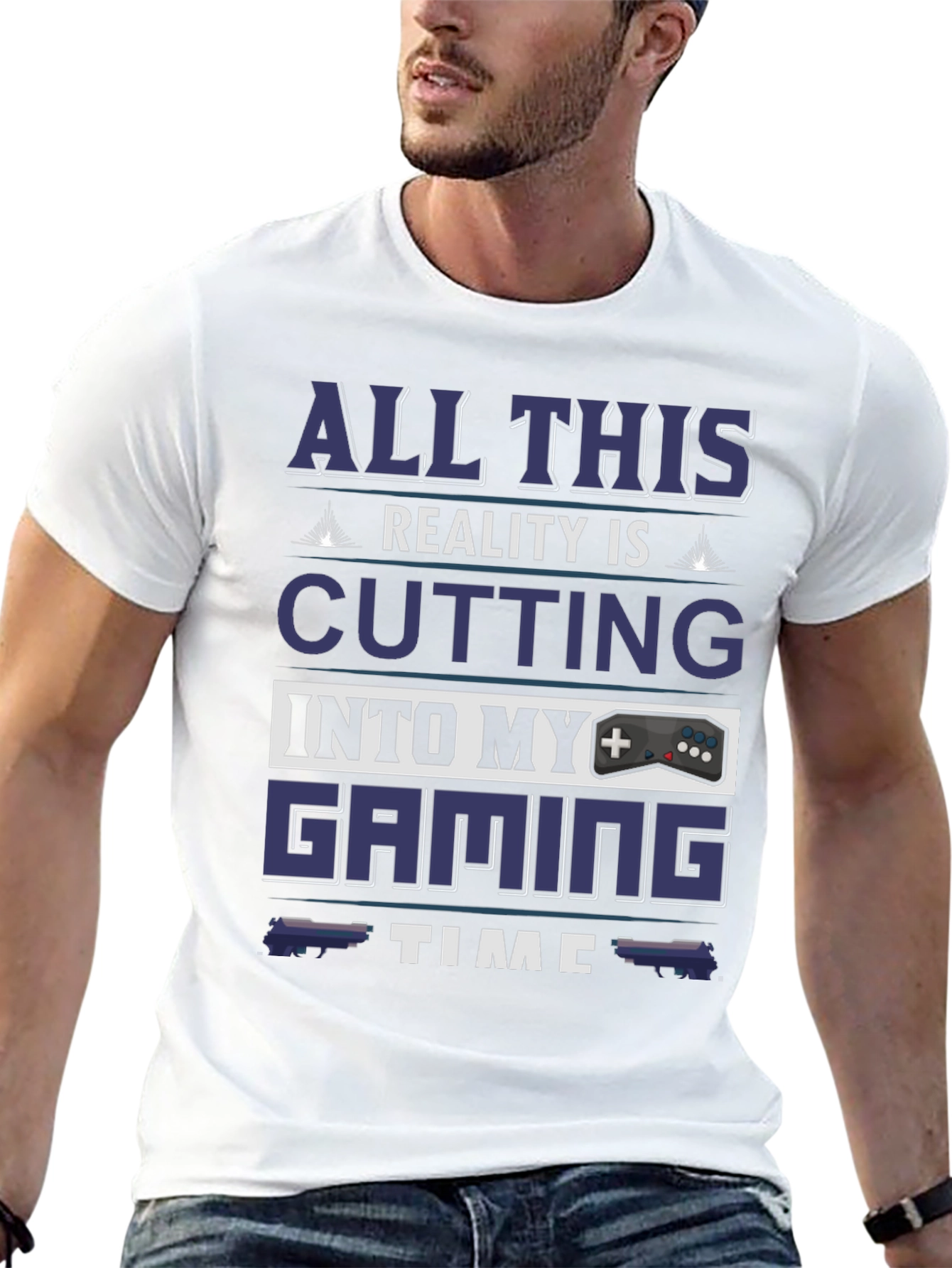 Black Gamer T-Shirt: All This Reality Is Cutting Into My Gaming Time view 13