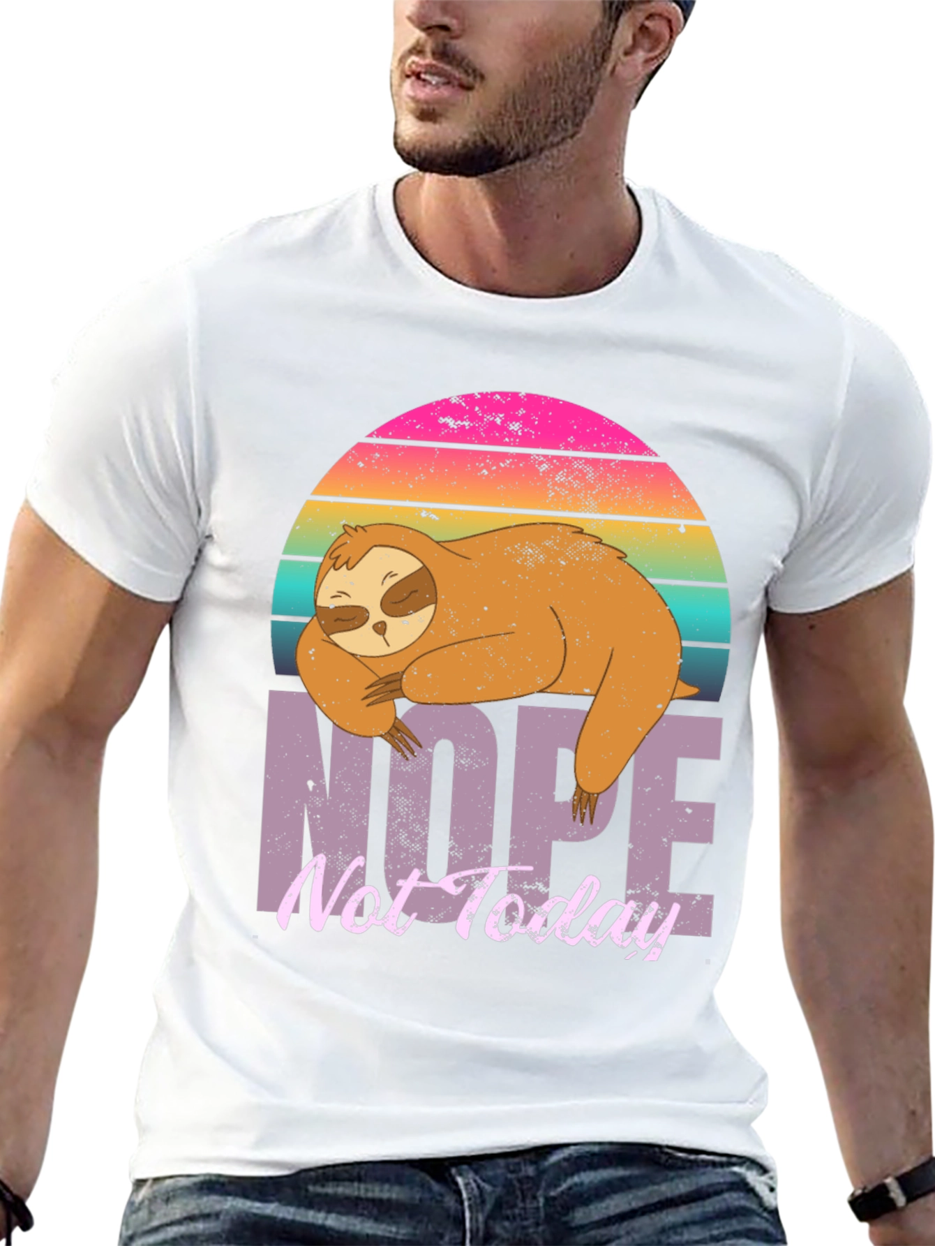 Black Nope Not Today Sloth Graphic T-Shirt view 13