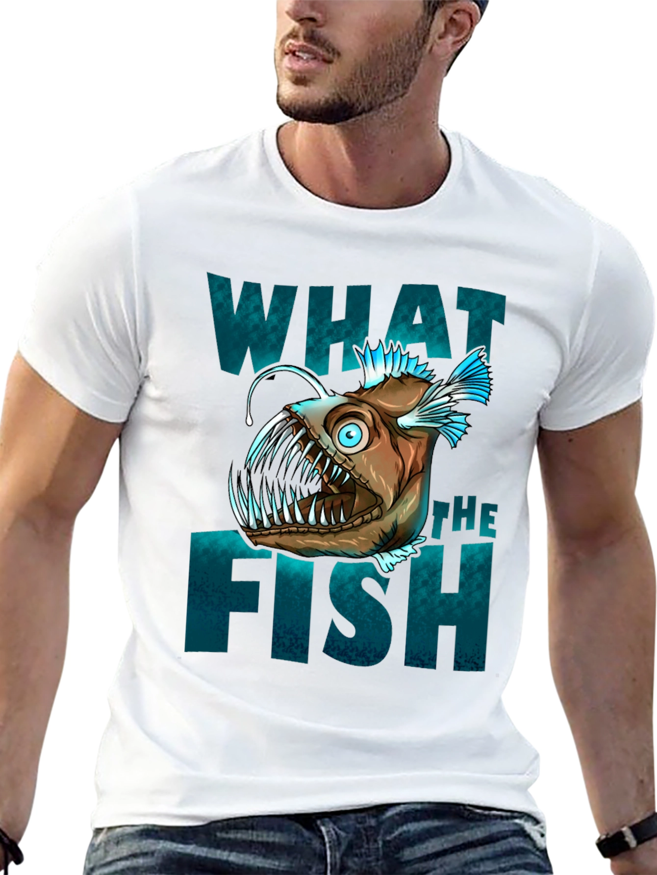 Black What The Fish T-Shirt - Anglerfish Graphic Tee view 13