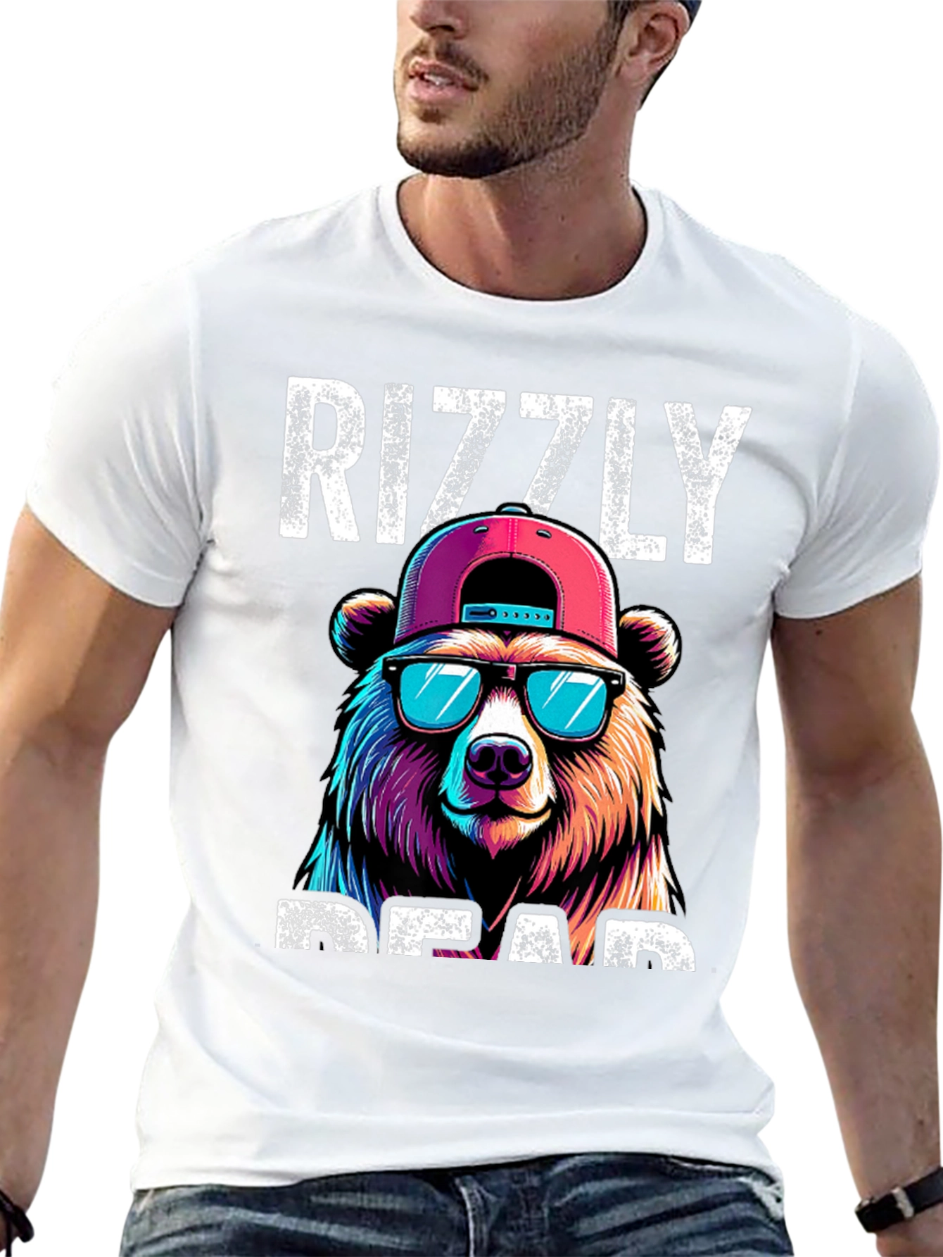 Black Rizzly Bear T-Shirt - Cool Graphic Tee view 13