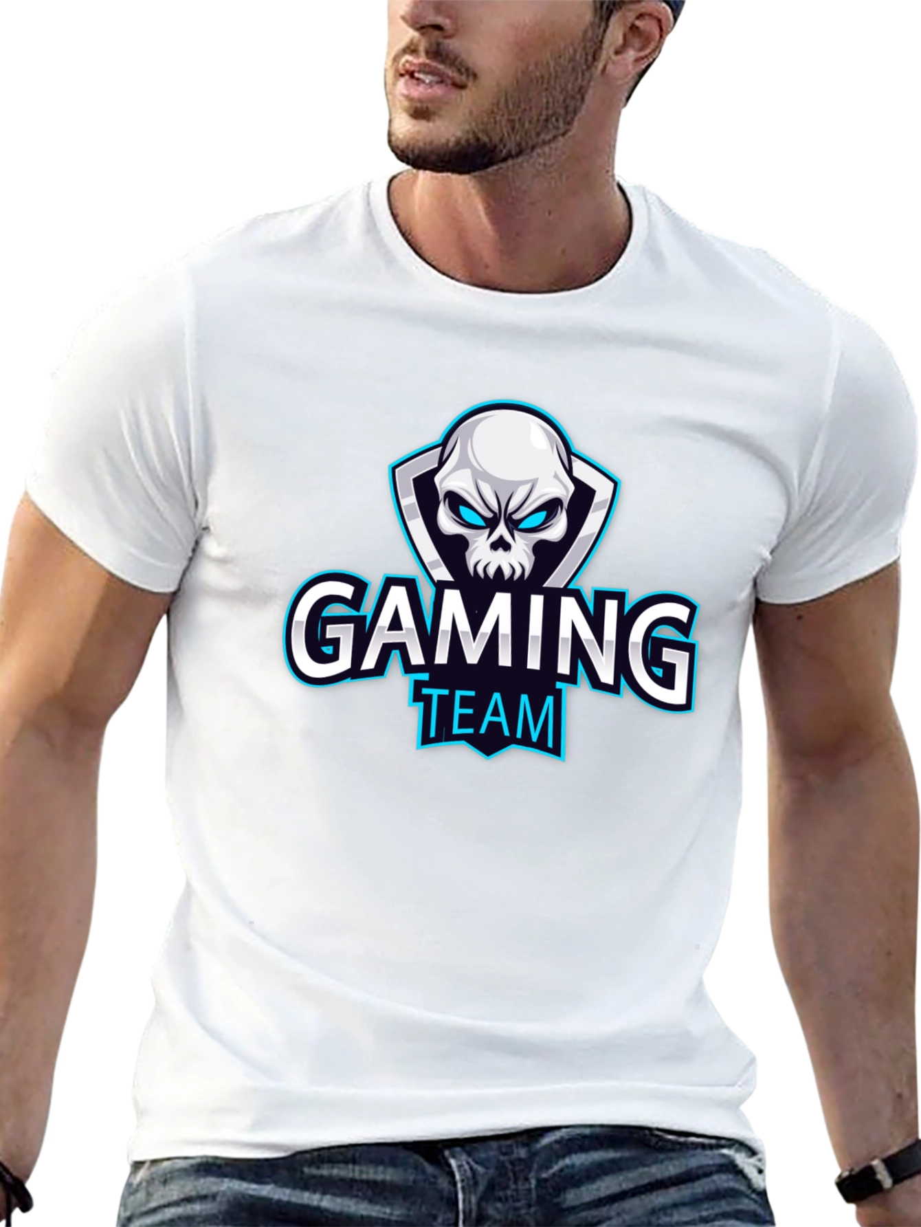 Black Gaming Team T-Shirt - Skull Design view 13