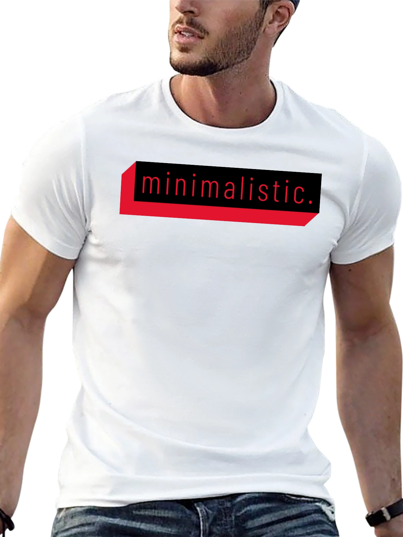 Black Minimalistic Graphic Tee - Black Cotton T-Shirt view 13