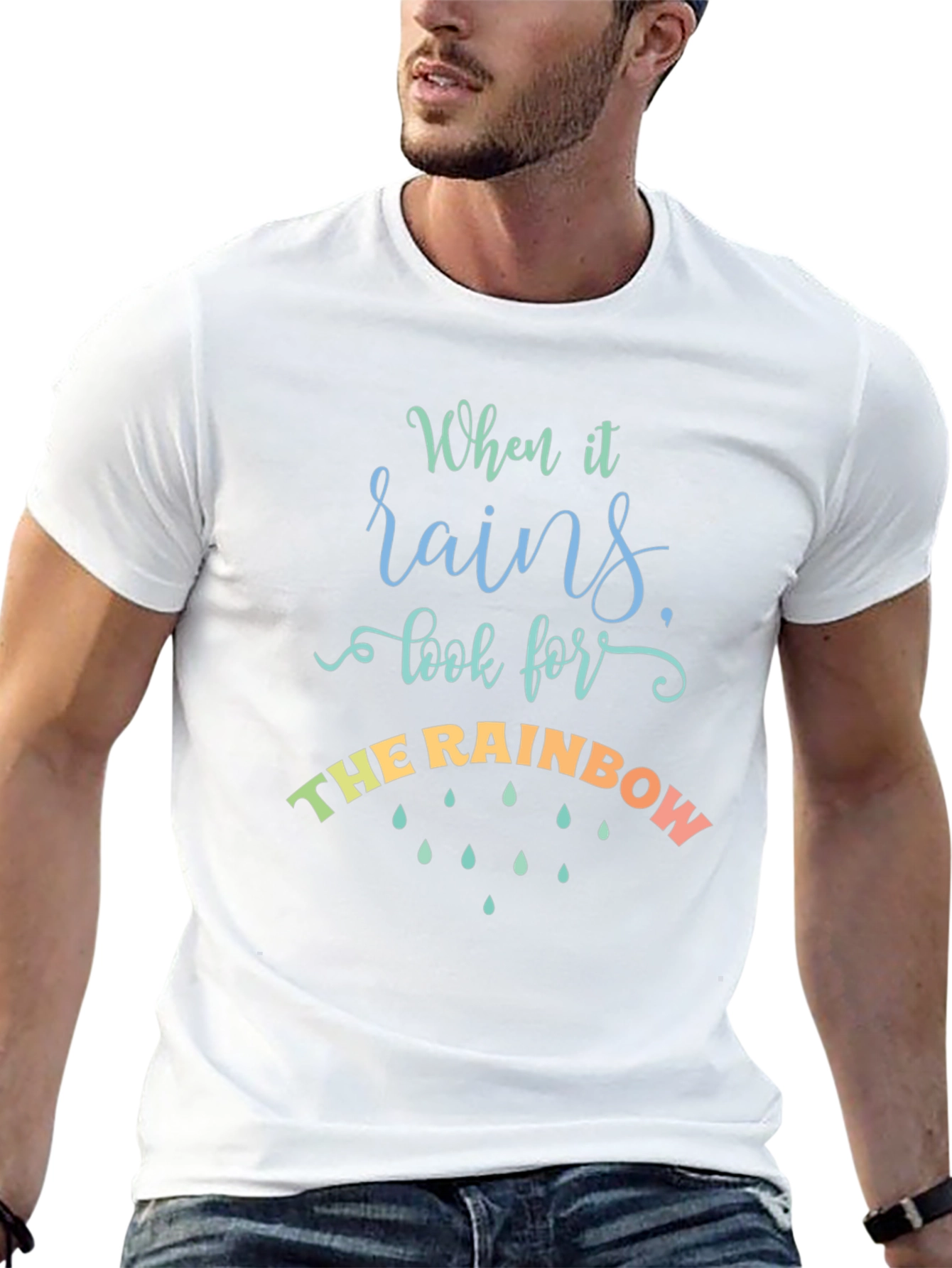 Black Inspirational Rainbow T-Shirt: Look for the Rainbow view 13