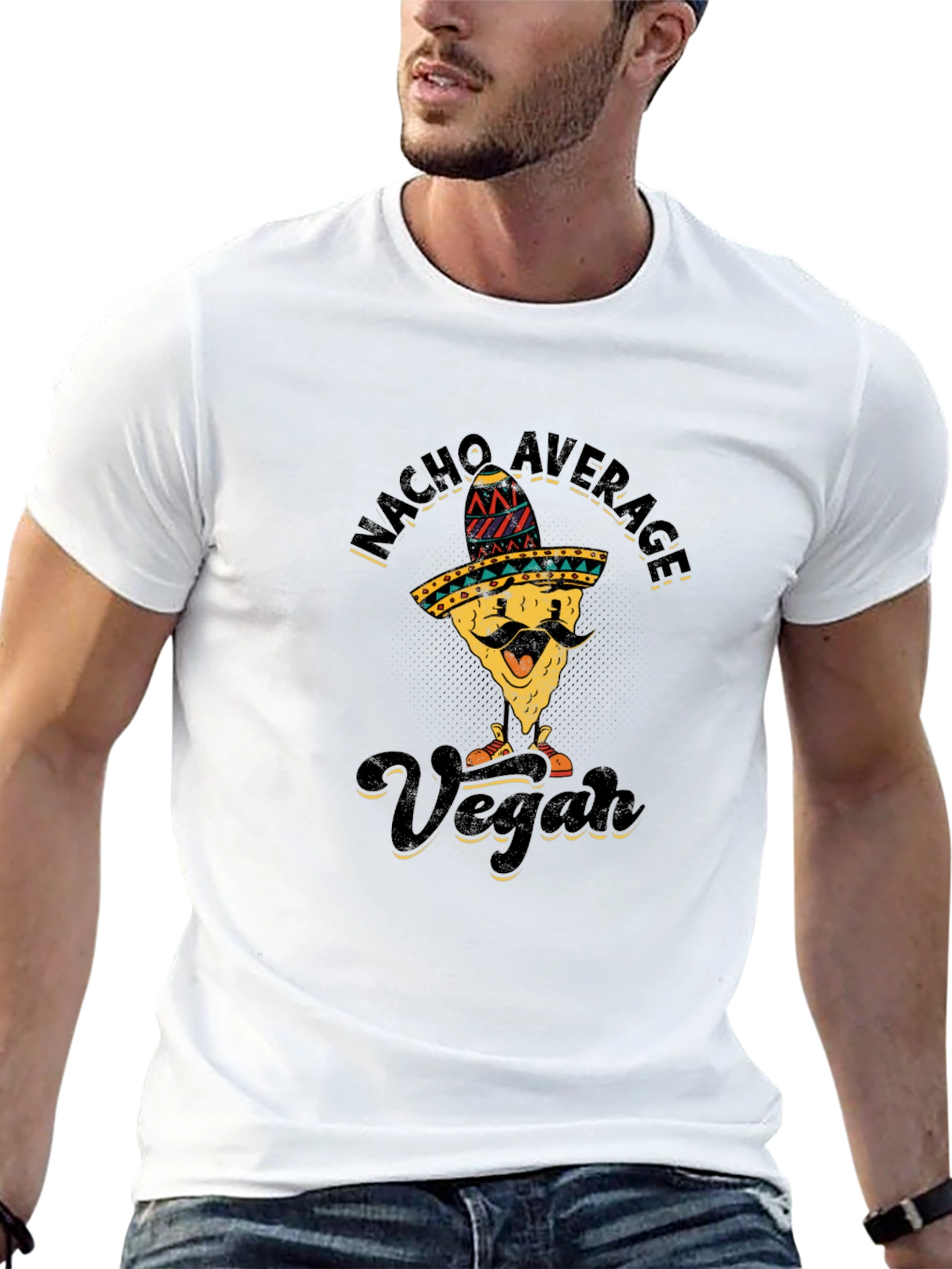 Black Nacho Average Vegan T-Shirt - Funny Graphic Tee view 13