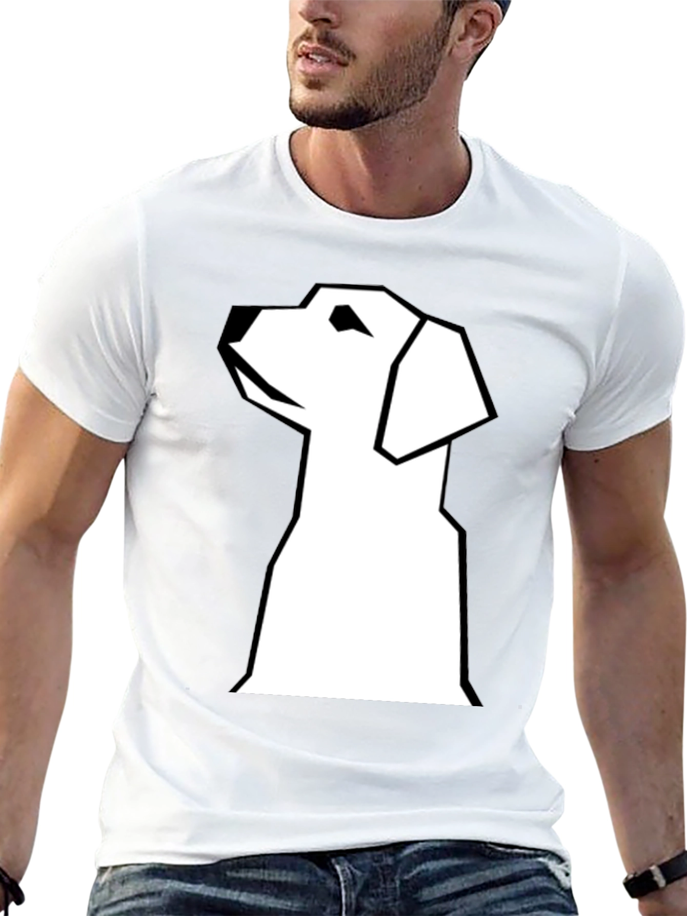 Black Geometric Dog Graphic Tee - Modern Style view 13