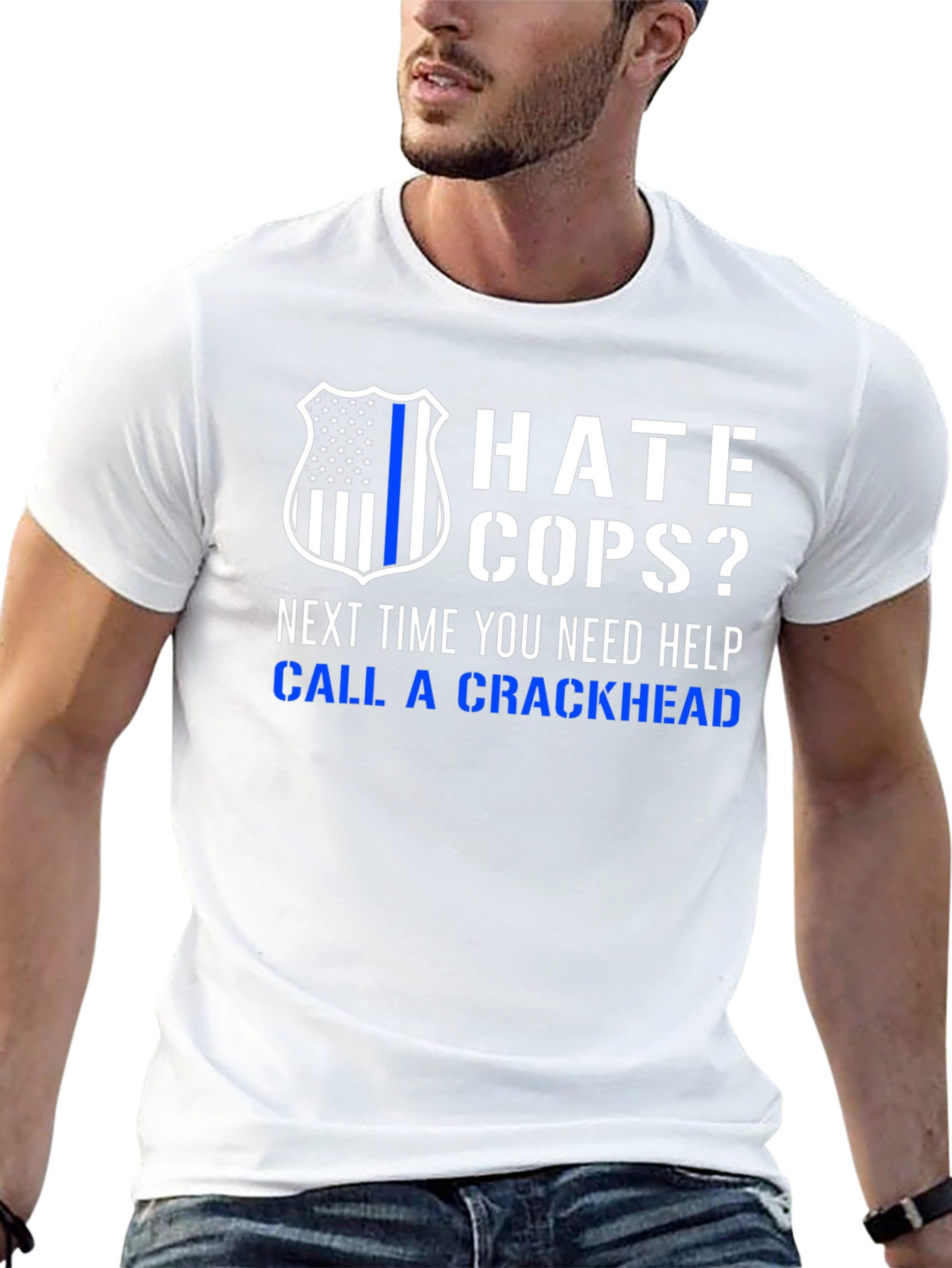 Black Hate Cops? Call a Crackhead T-Shirt view 13