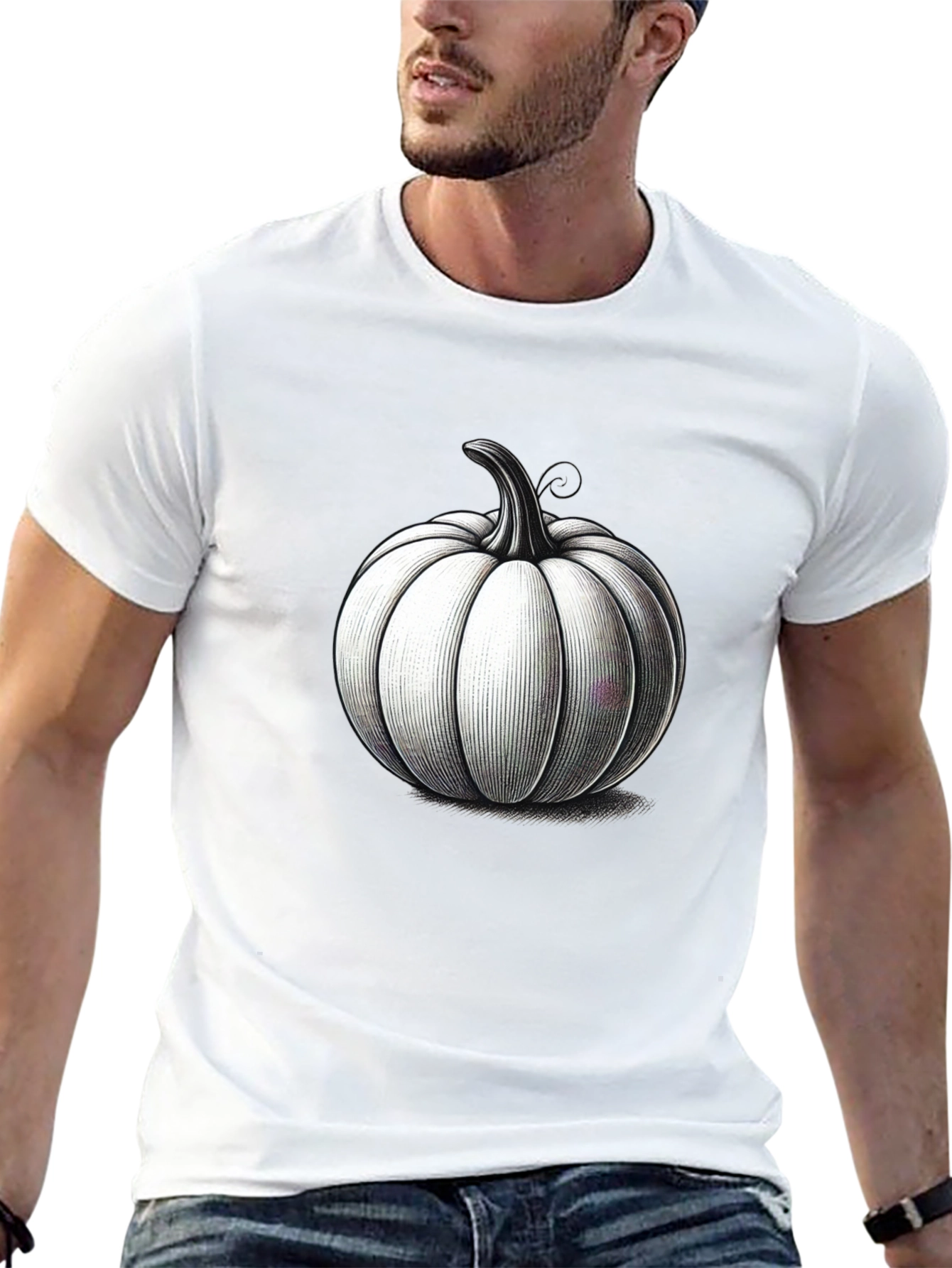 Black Black T-Shirt with Pumpkin Design view 13