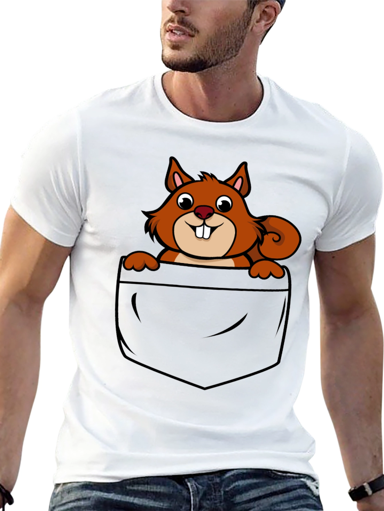 Black Squirrel in Pocket Graphic T-Shirt - Black view 13