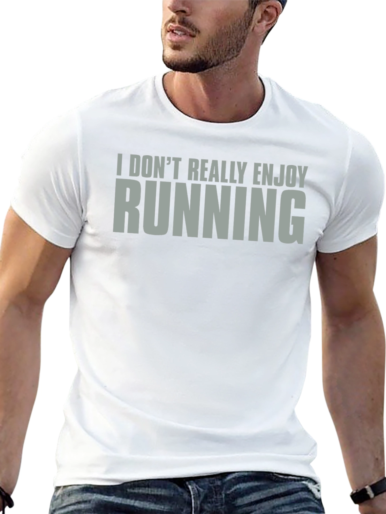 Black I Don't Really Enjoy Running T-Shirt - Funny Athletic Tee view 13