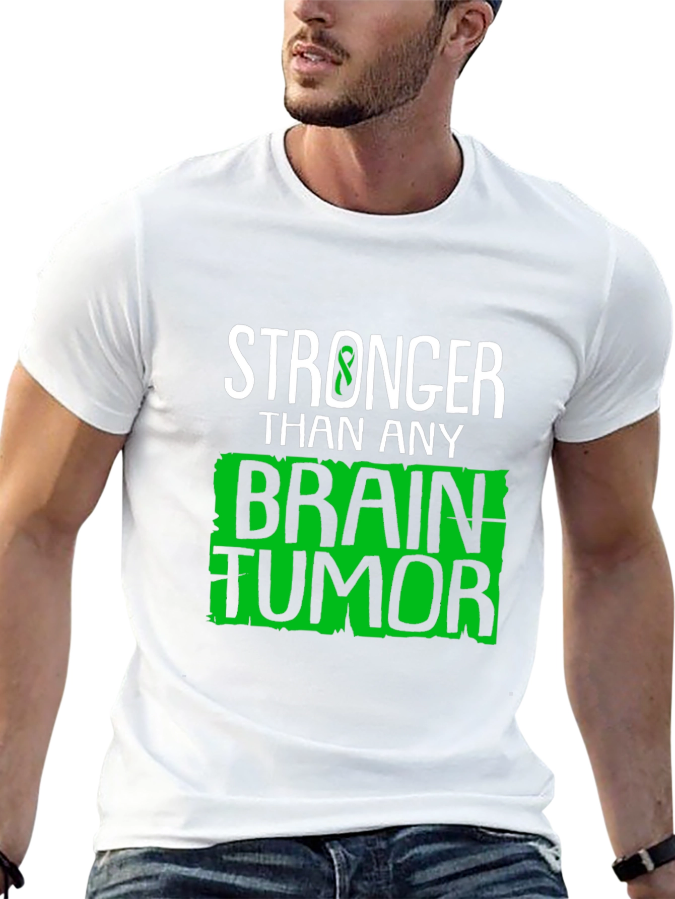 Black Stronger Than Any Brain Tumor Awareness T-Shirt view 13