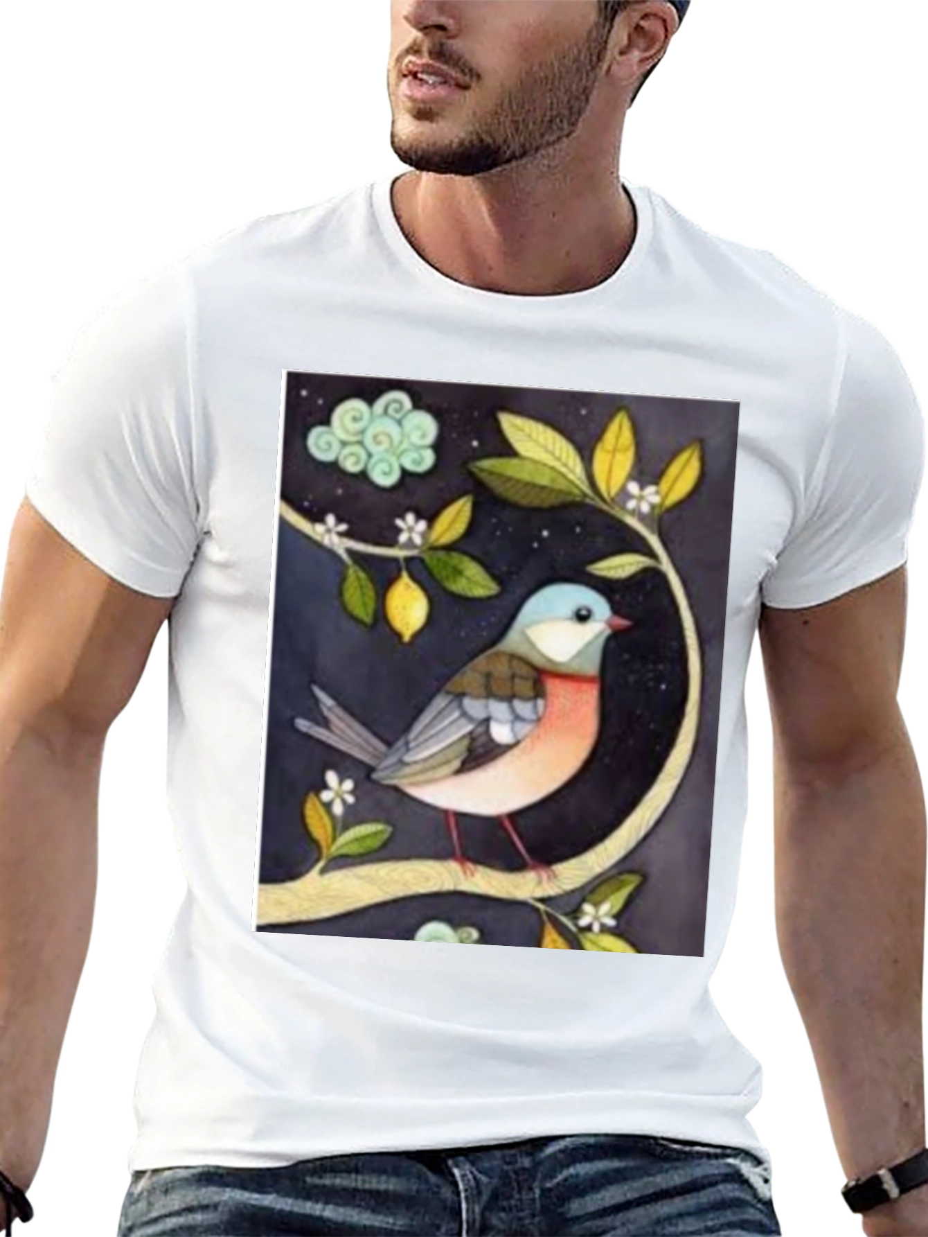 Black Bird on Branch Graphic T-Shirt view 13