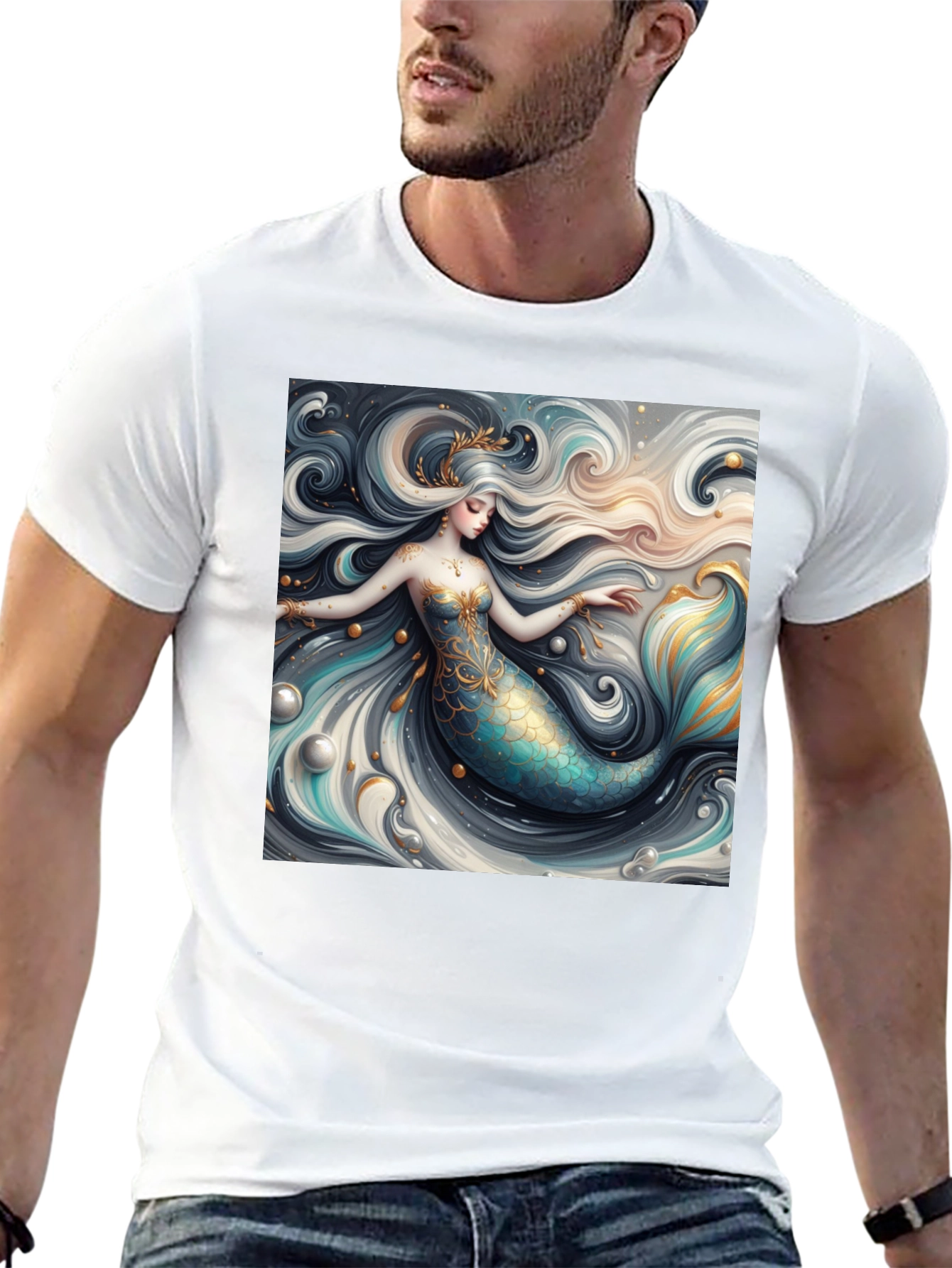 Black Mermaid Graphic Tee - Stylish Fantasy Print view 13