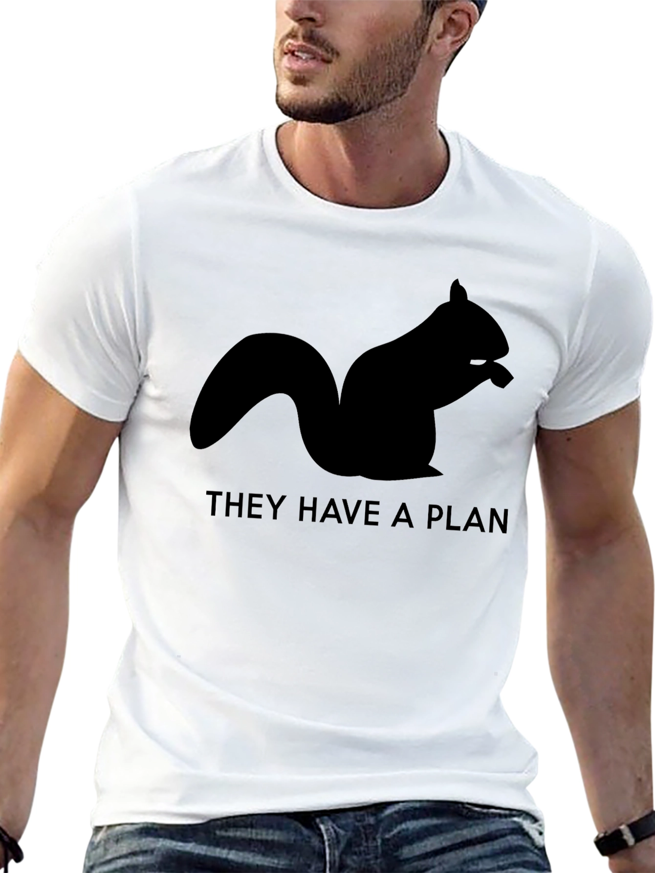 Black Squirrel Plan T-Shirt - Black Graphic Tee view 13