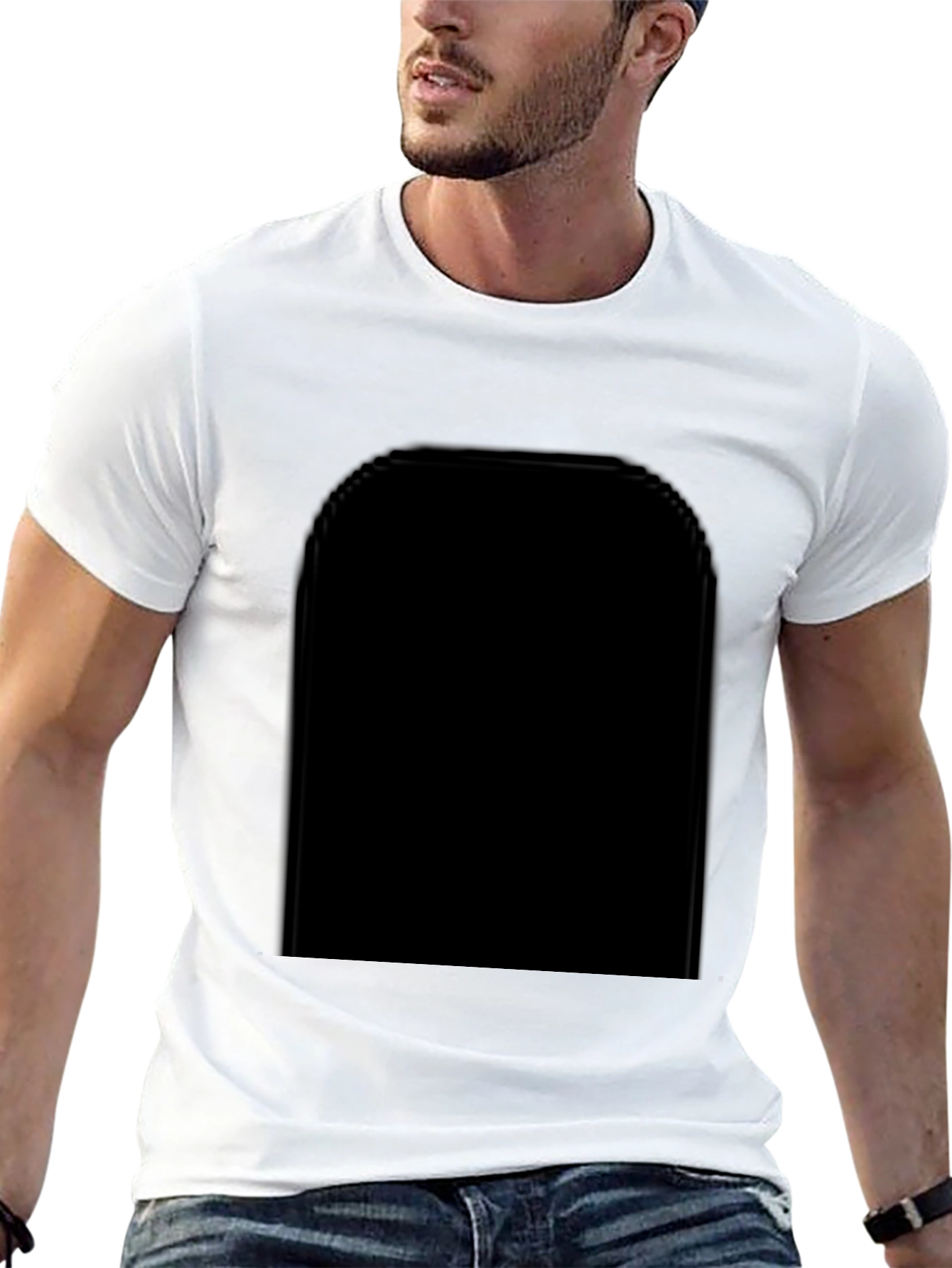 Black Men's Classic Black Short-Sleeve T-Shirt view 13
