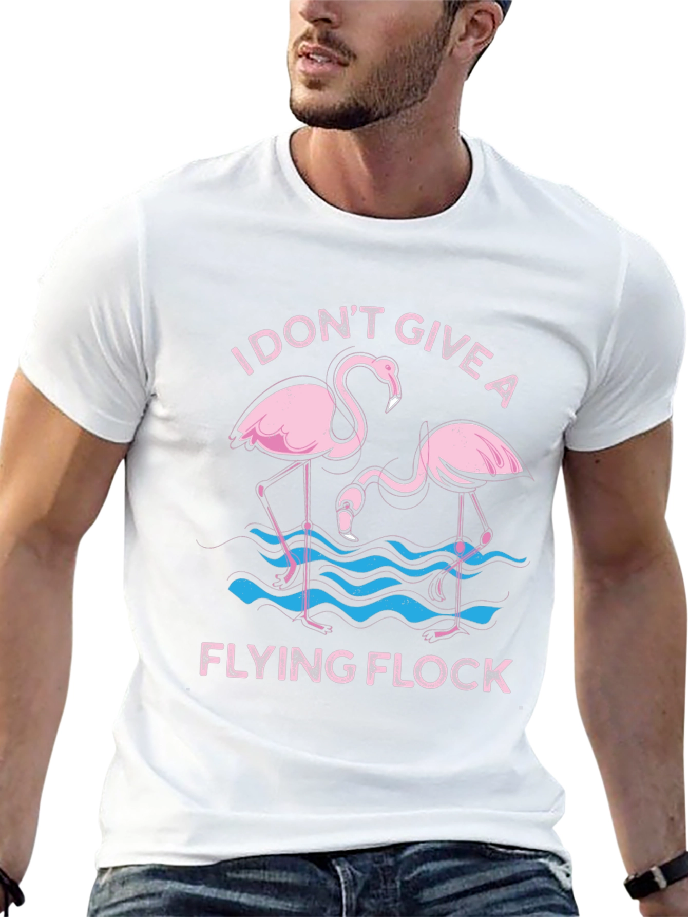 Black Funny Flamingo Graphic T-Shirt - I Don't Give a Flying Flock Tee view 13