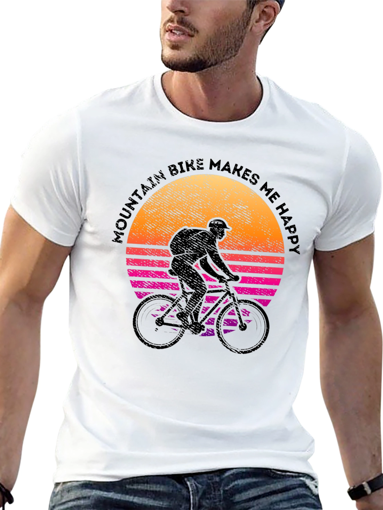 Black Mountain Bike Makes Me Happy Graphic Tee view 13