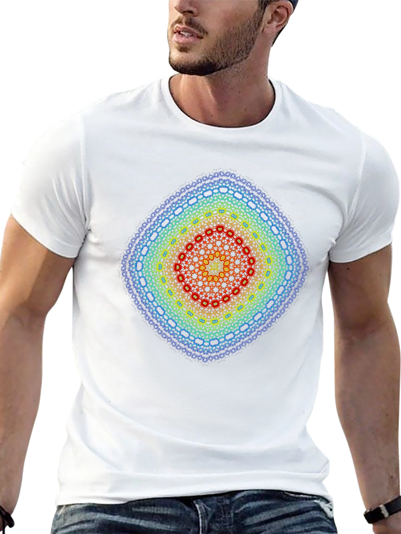 Black Fractal Pattern Tee - Geometric Art Shirt view 13
