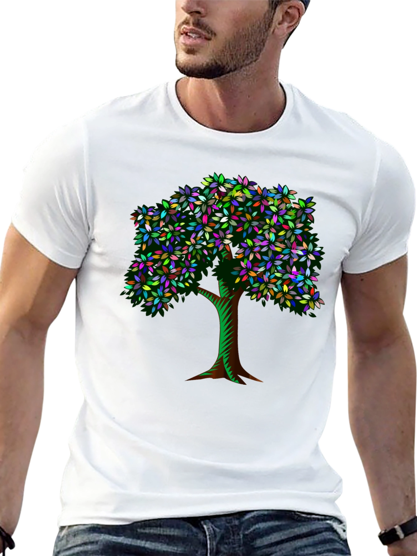 Black Colorful Tree Graphic Tee - Nature Inspired Art view 13