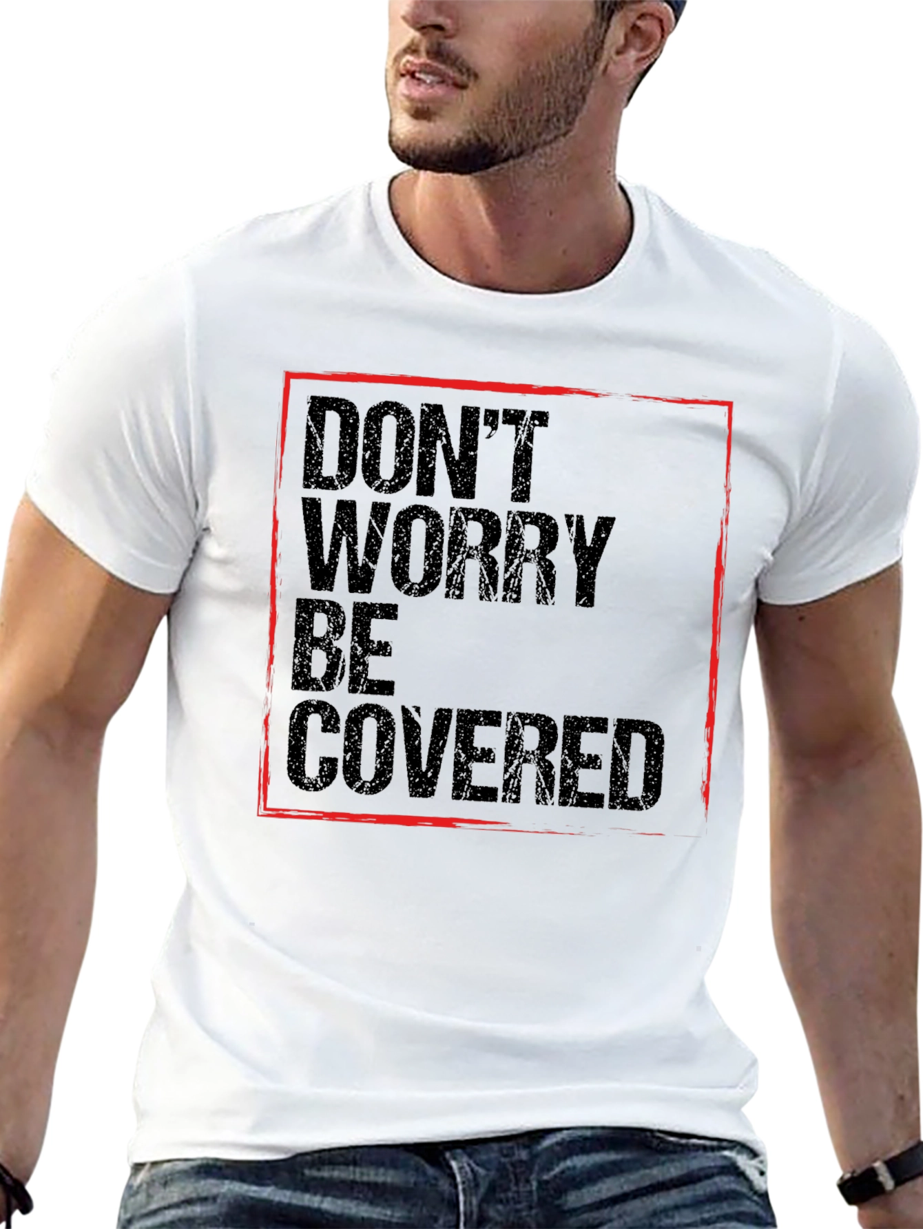 Black Don't Worry Be Covered Graphic Tee view 13