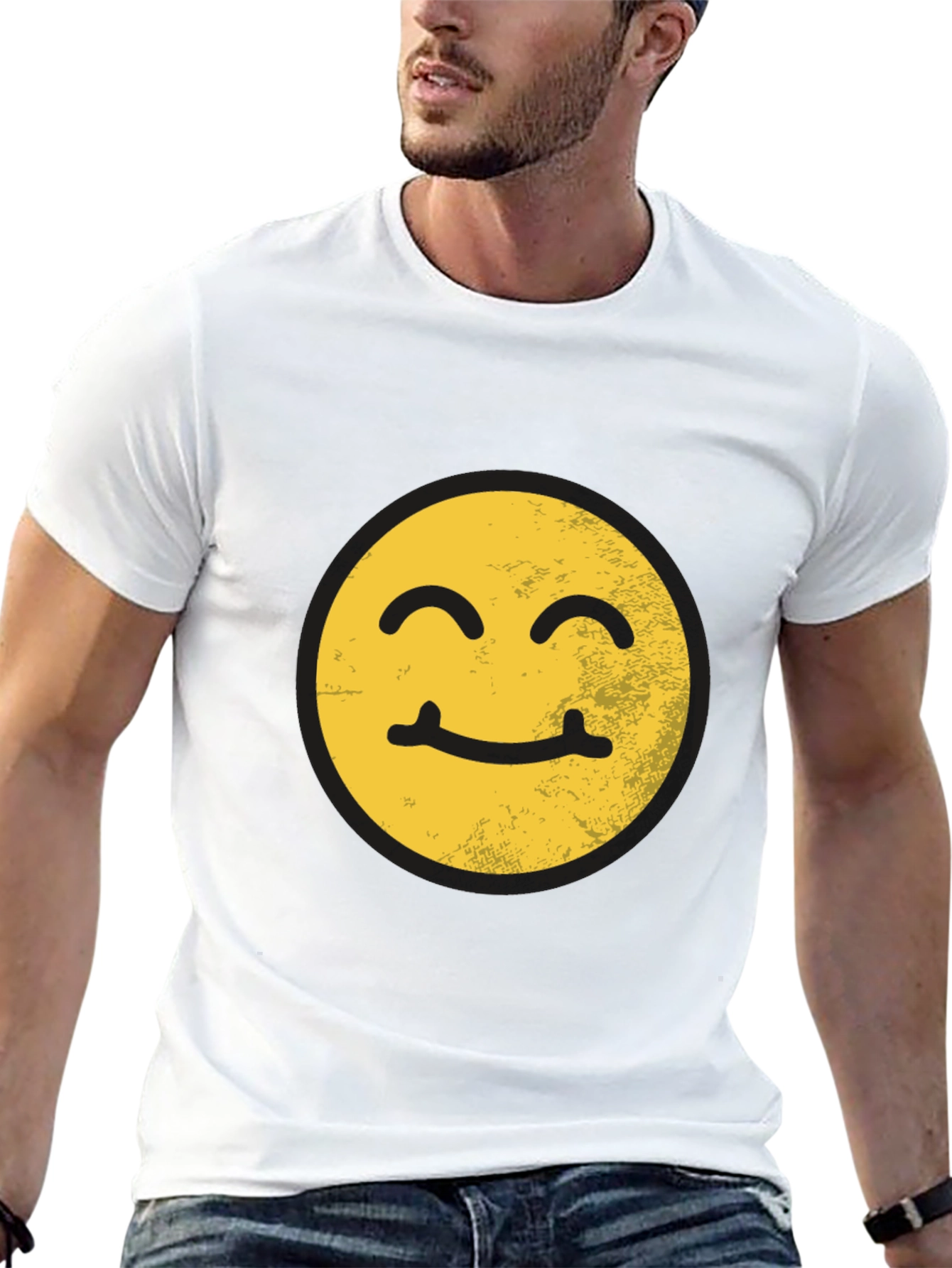 Black Smiling Face Graphic T-Shirt view 13