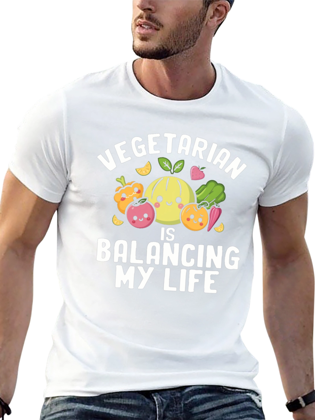 Black Vegetarian Balancing My Life T-Shirt view 13