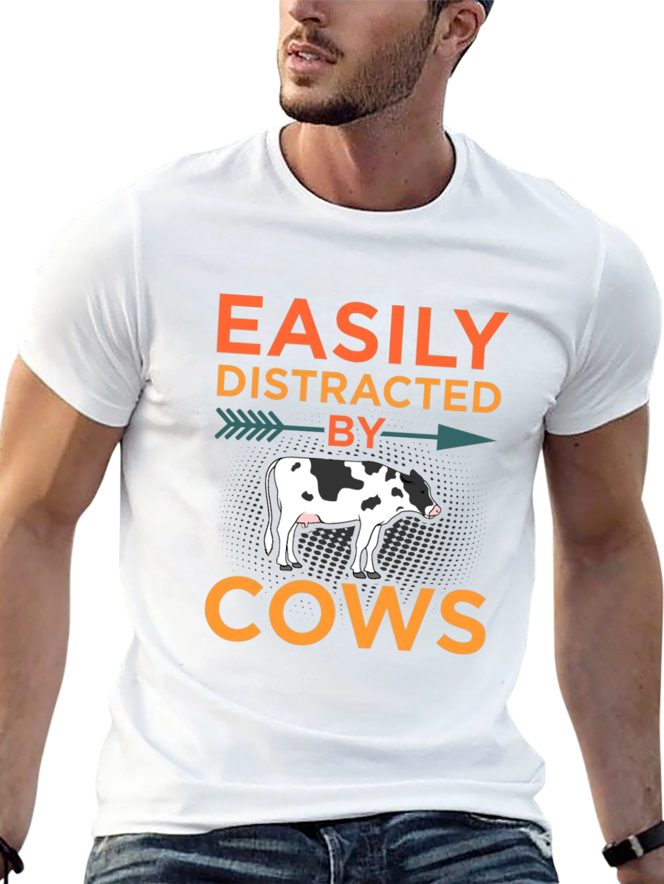Black Easily Distracted By Cows T-Shirt, Black view 13