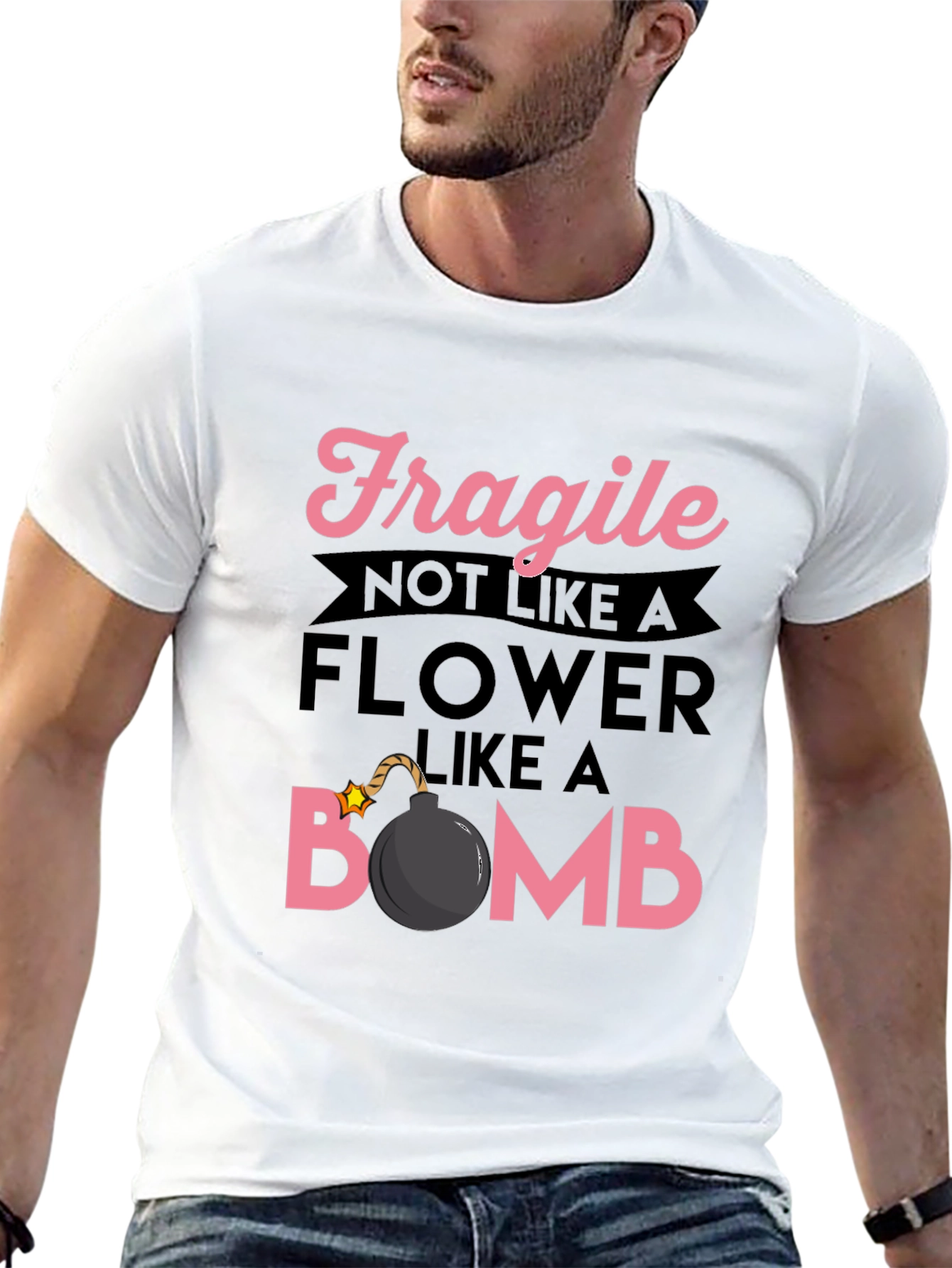 Black Fragile Like A Bomb Graphic T-Shirt view 13