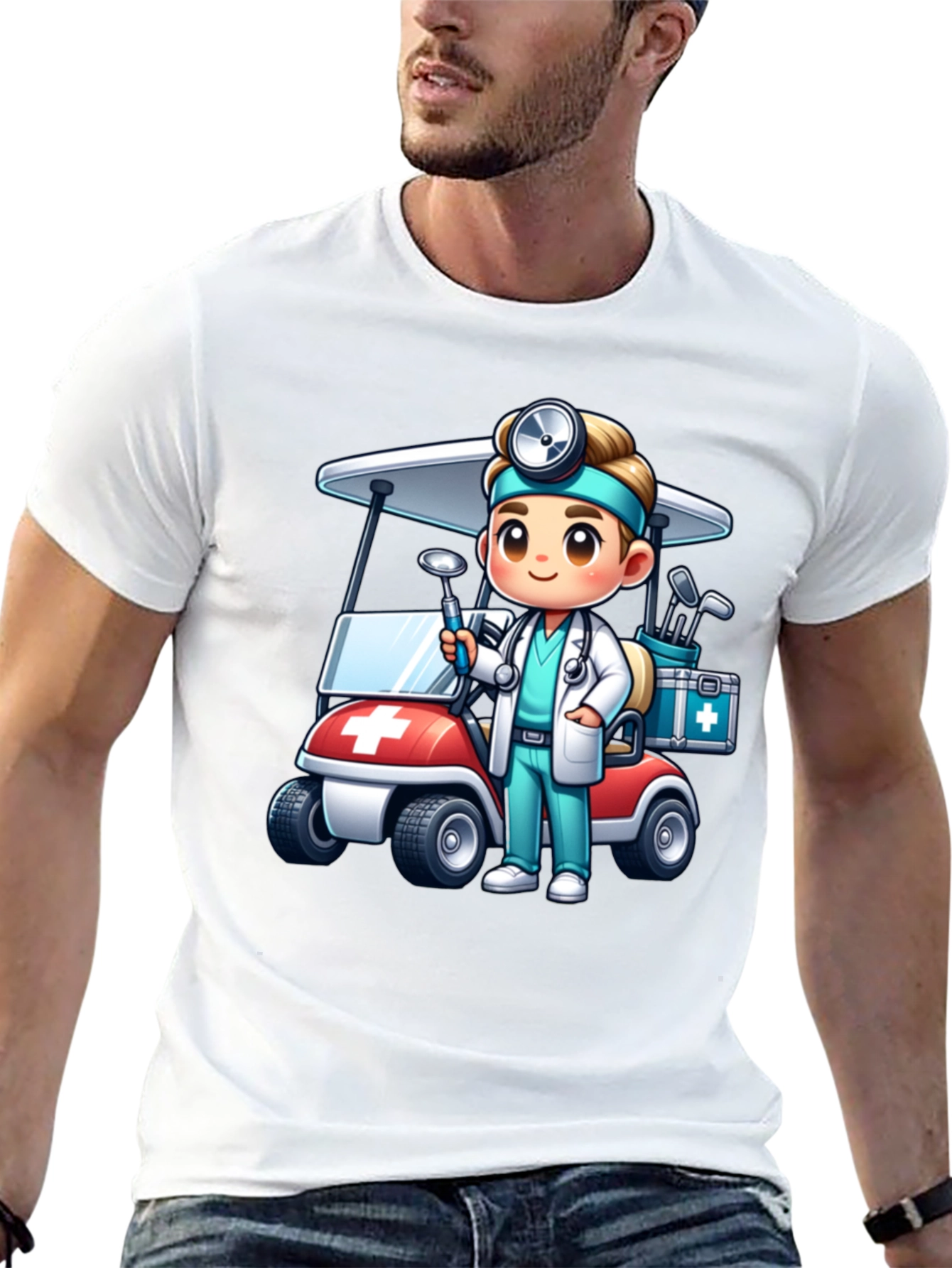 Black Doctor Golf Cart T-Shirt - Novelty Tee view 13