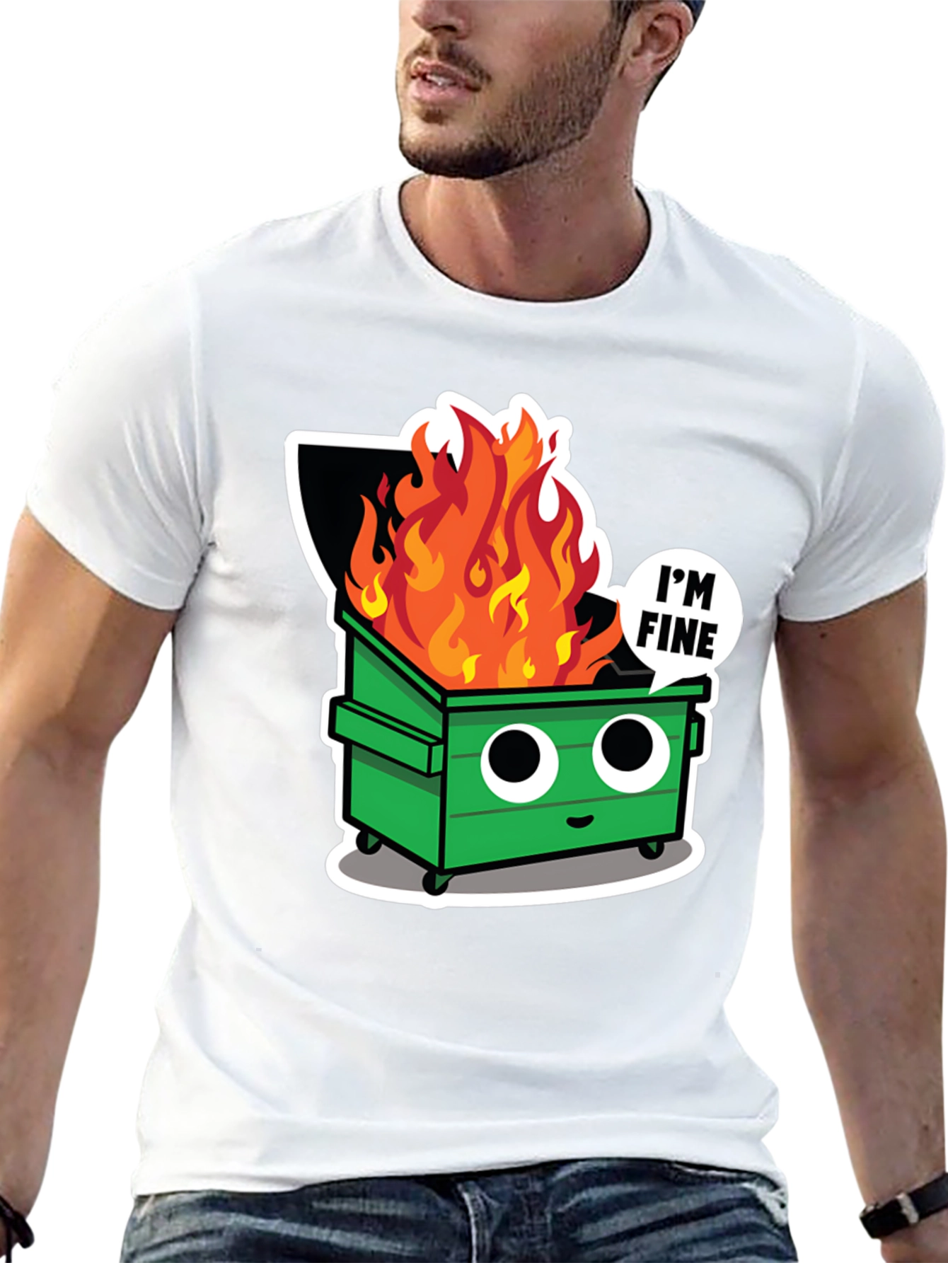 Black Dumpster Fire T-Shirt - I'm Fine Tee view 13