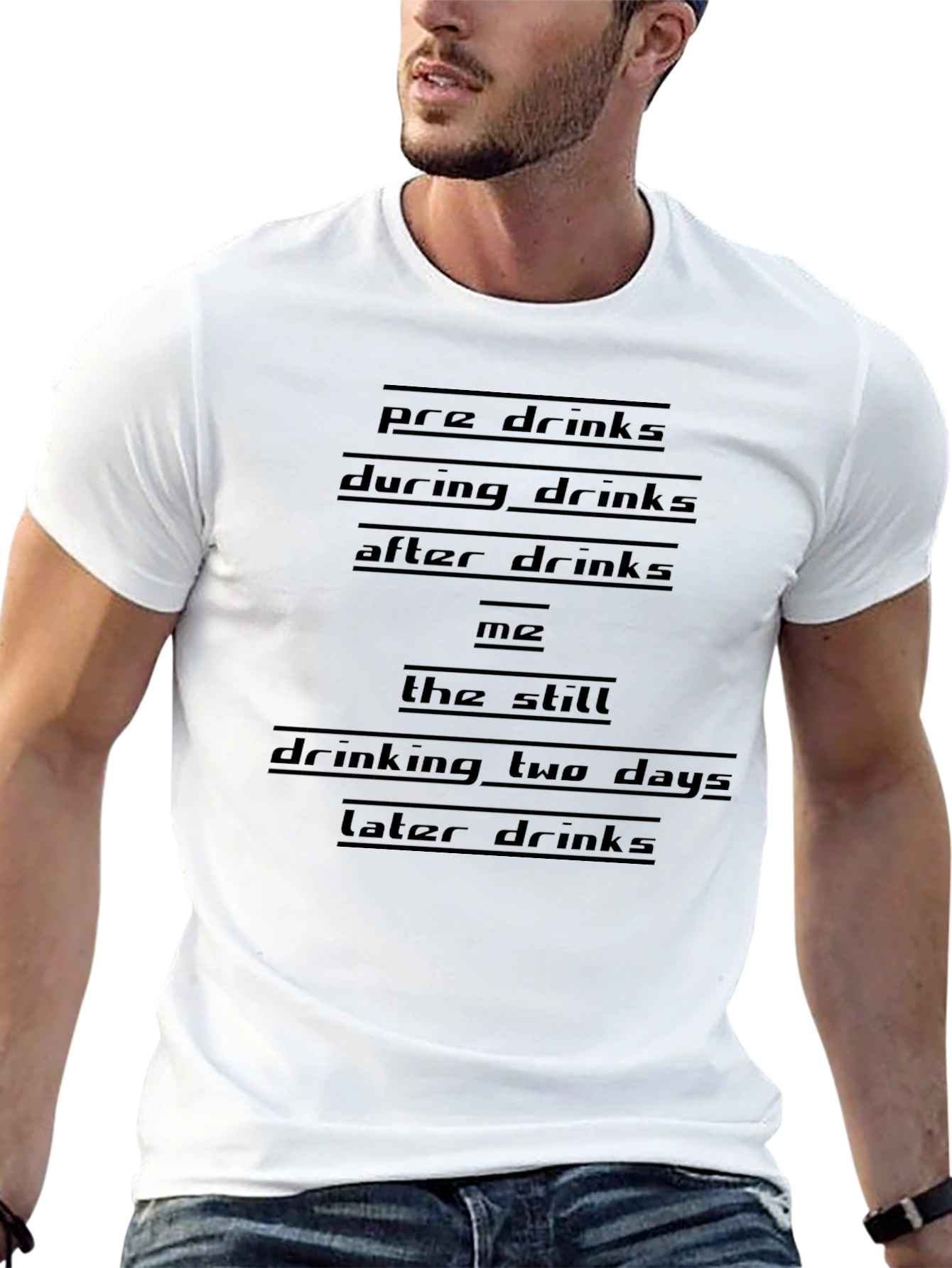 Black Humorous 'Drinking' Graphic Tee - Black Cotton Blend view 13