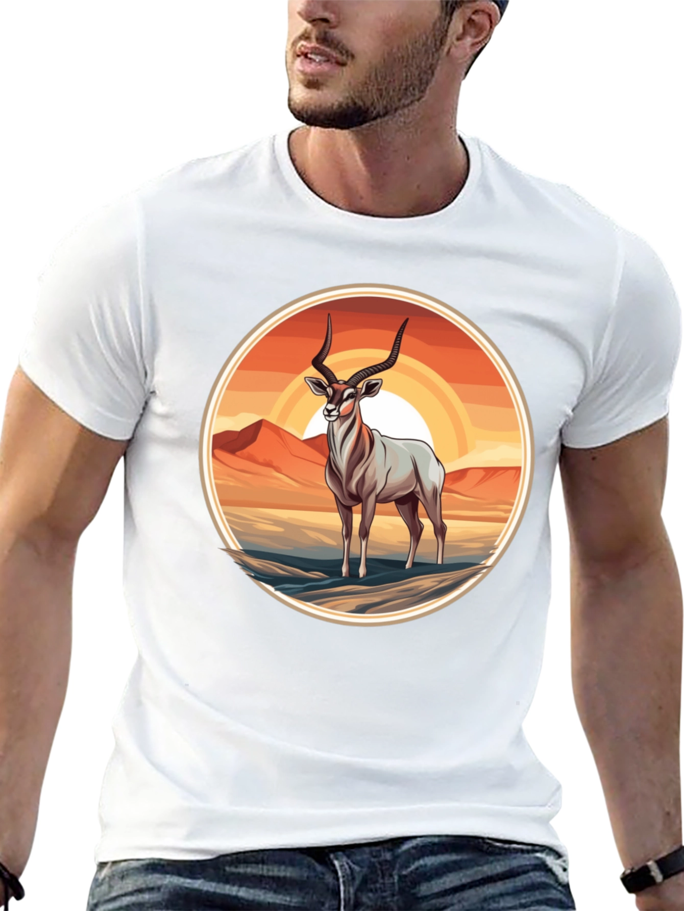 Black Antelope Graphic Tee - Desert Sunset Design view 13